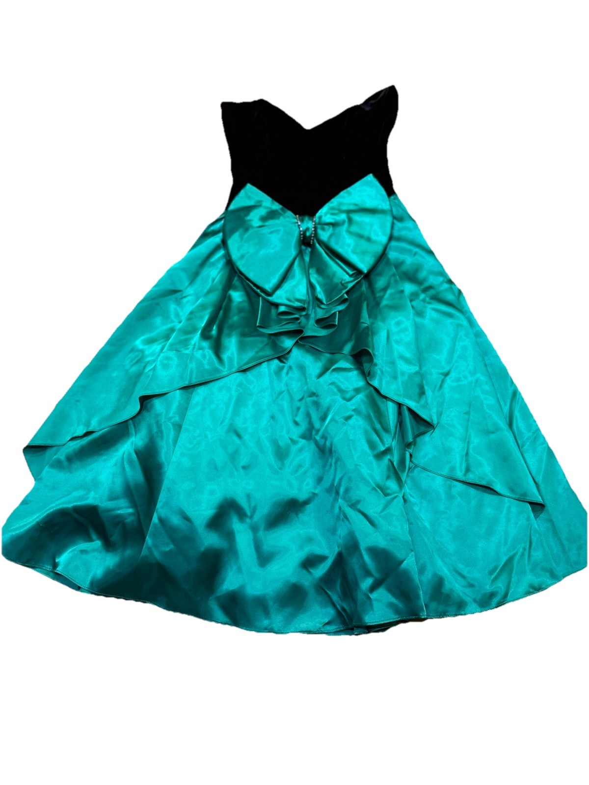 VTG 80s Prom Dress Gunne Sax black/green velvet and satin midi Size 9