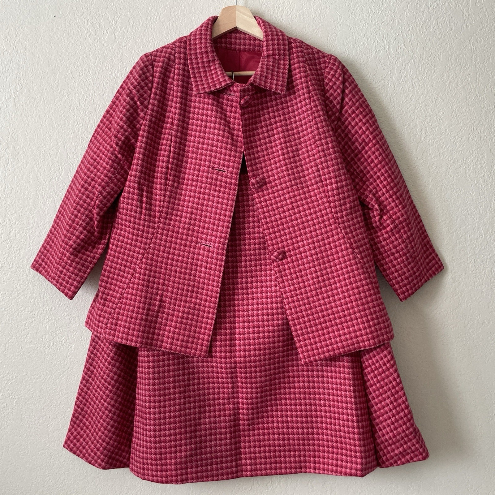 Vintage Vogue Paris Original Skirt Jacket Suit Checks Womens 36 38 Wool 1960s