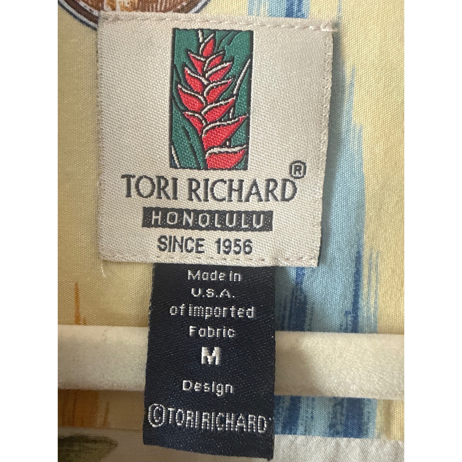 Tori Richard Aloha Shirt Womens M Yellow Cabo Wabo Vintage Hawaiian Beach