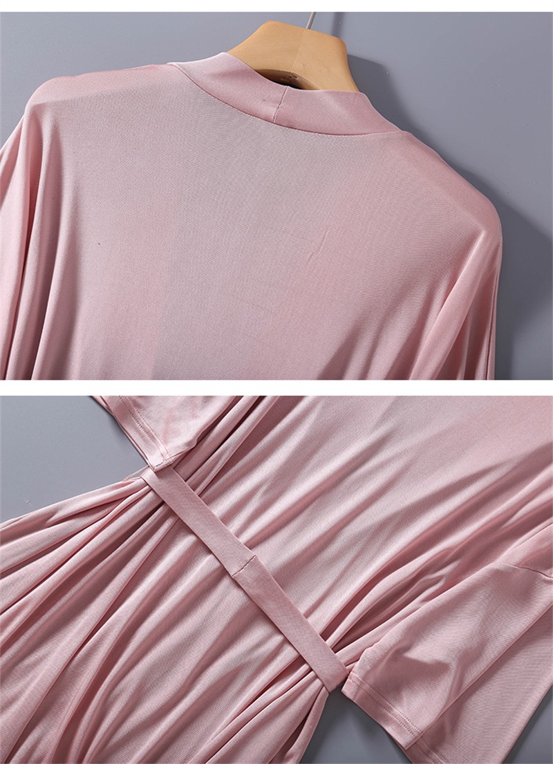 100silk Pajamas Women’s Thin Nightgown V-neck Tie Loungewear Nightdress Bathrobe