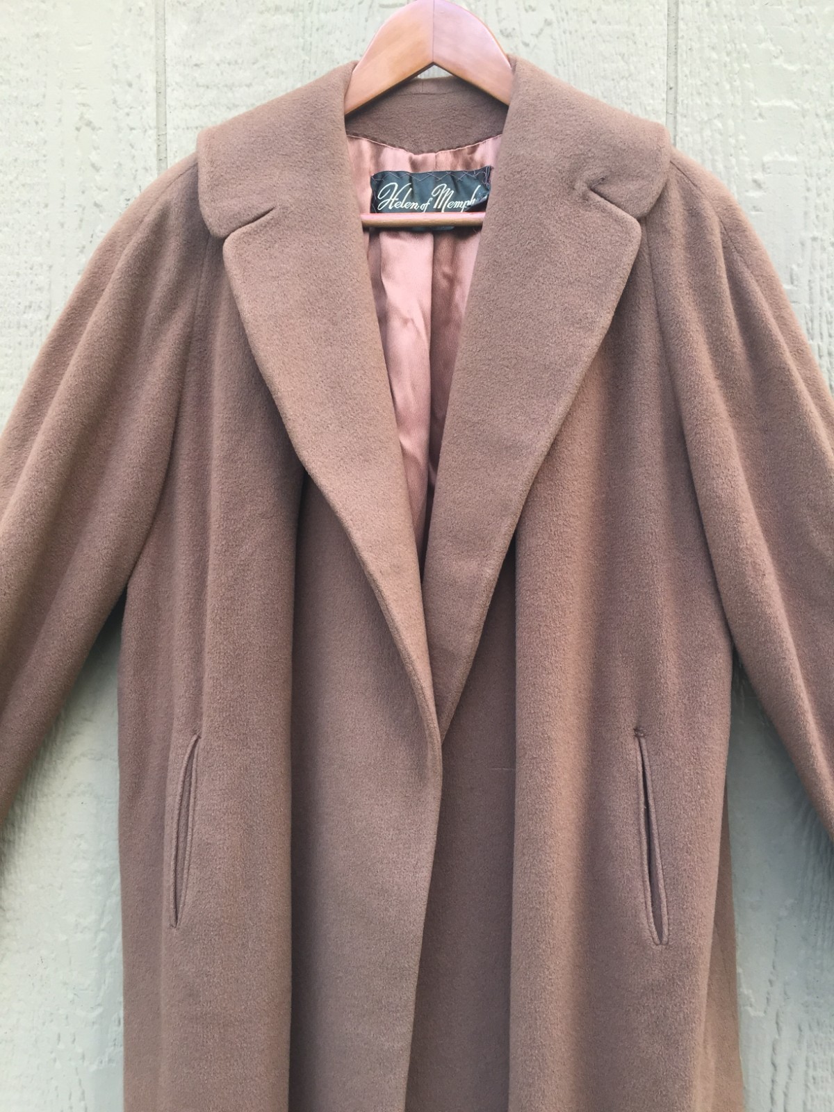 Helen of Memphis Vintage 100% Cashmere XL Long Coat Buttonless Style Brown Lined