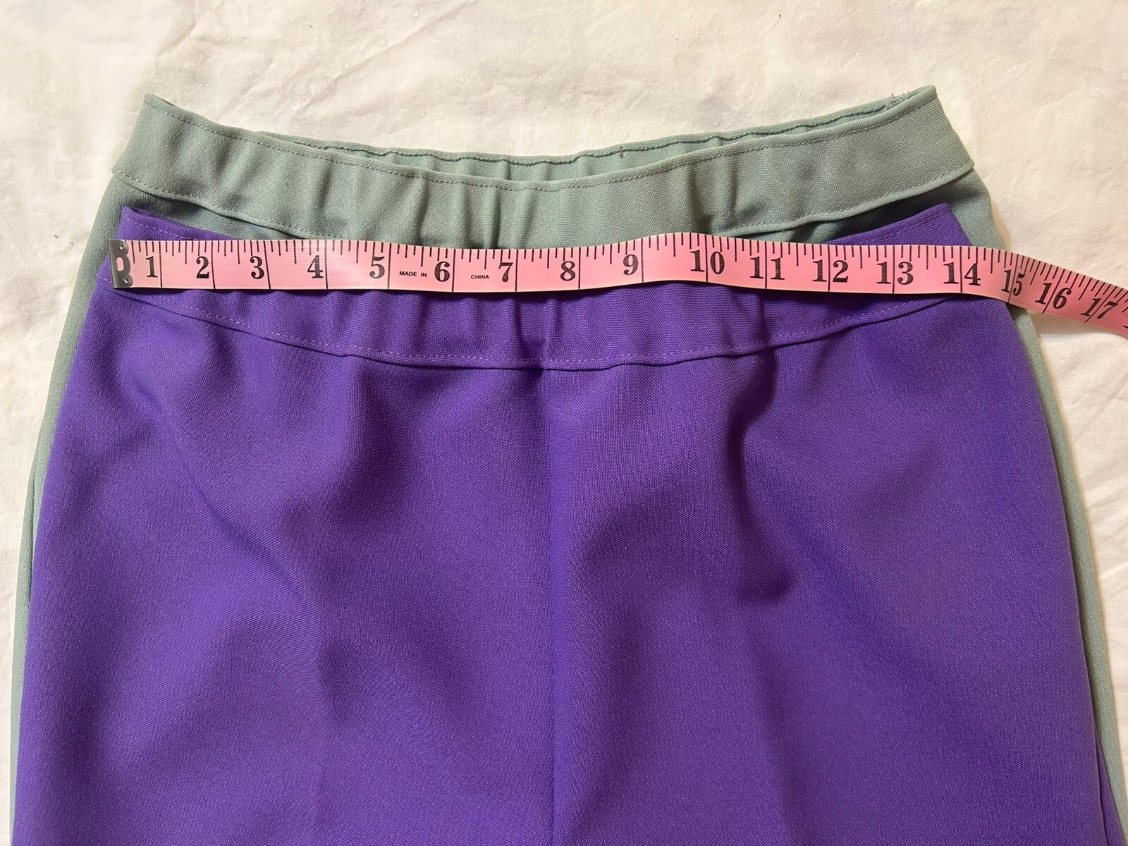 Vtg. Bend Over Pull On Pants Lot 2 Sz.12 Purple & Green