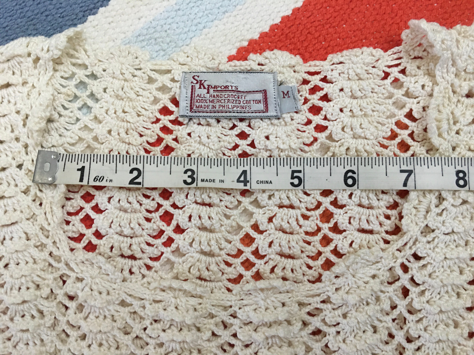 Vintage 60s 70s Cotton Hand Crochet Netting Festival Top Philippines SK Imports