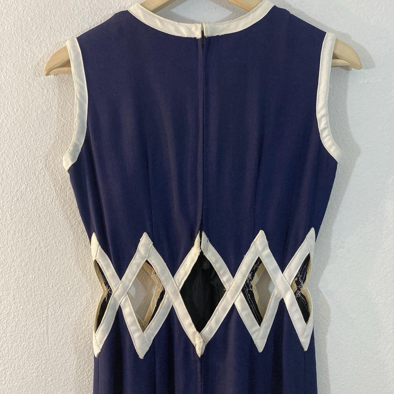 Vintage 1960’s Mod Cut Out Mini Dress Navy Blue Size Small