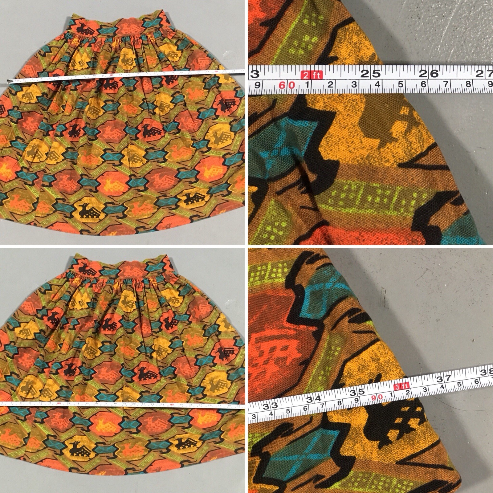 Vintage Skirt ELITE Metal Zipper 50s 1950s 26 1/2” Waist South American Print?