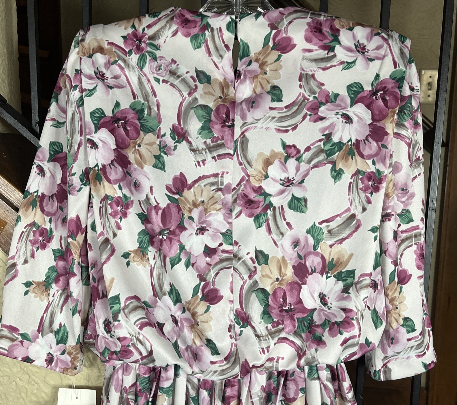 NWT VTG MCS Ltd New York Floral Blouson MIDI Dress Women’s 8P W/Faux Pearls 80’s