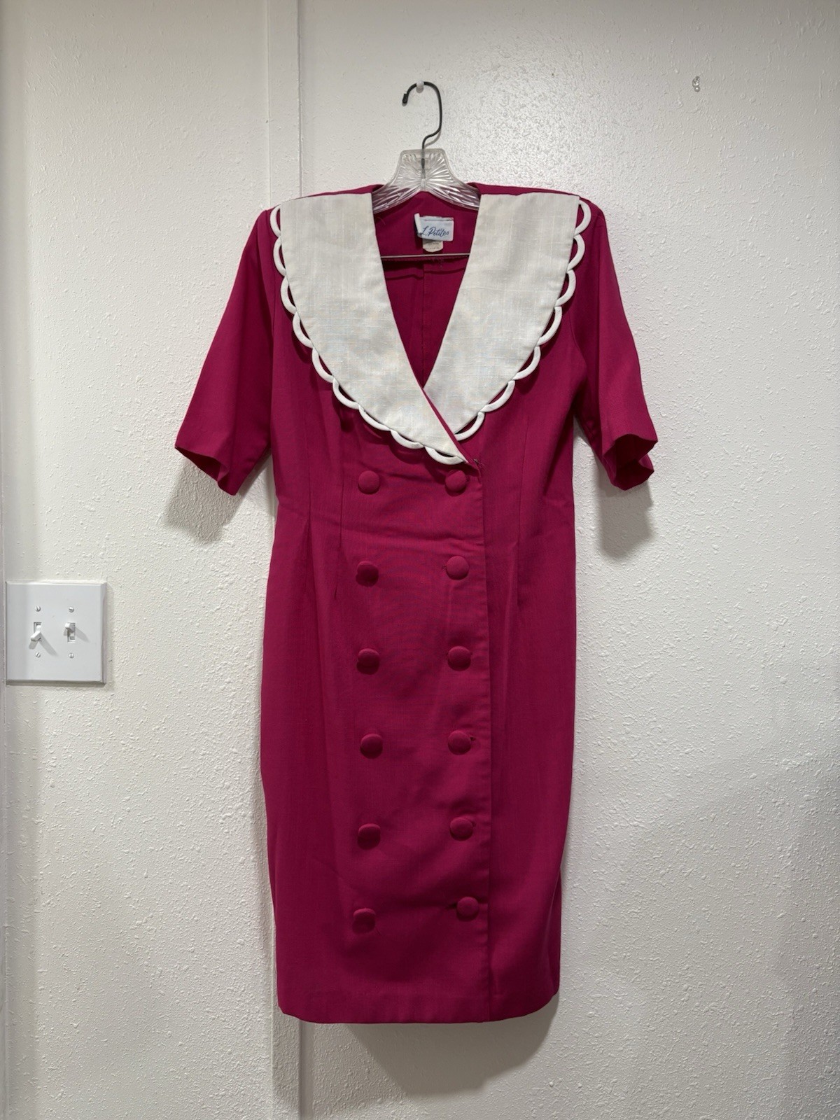 S L Petites Vintage Hot Pink Front Button A Frame Dress