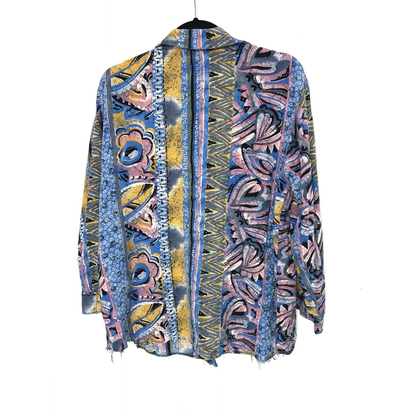 Vintage Expose Shirt Womens L Abstract Art to Wear 90s Rayon Blouse funky retro