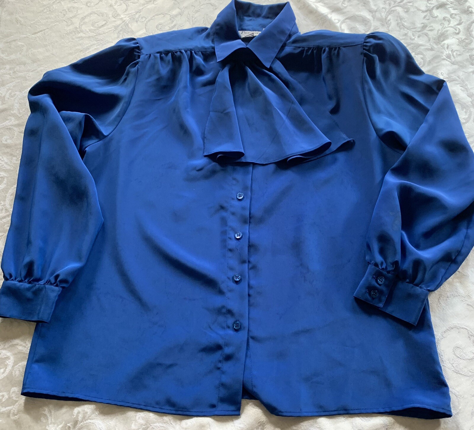 Vintage Personal Division of Leslie Fay Womens Blouse 14 Cascade Shoulder Pads *