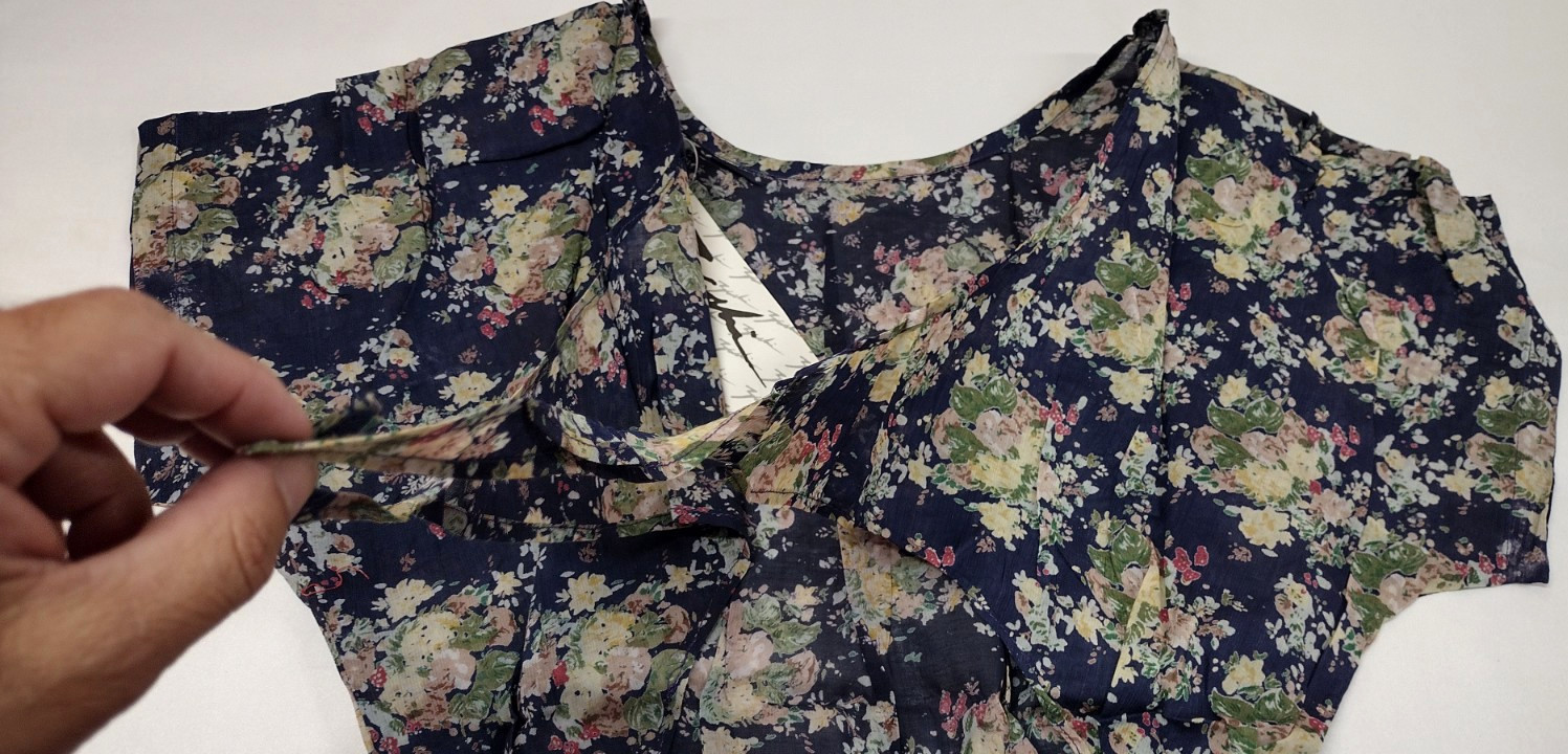 1990s Sundress Dress Midi Open Back Blue Floral Sheer Cotton – 1930s Influence