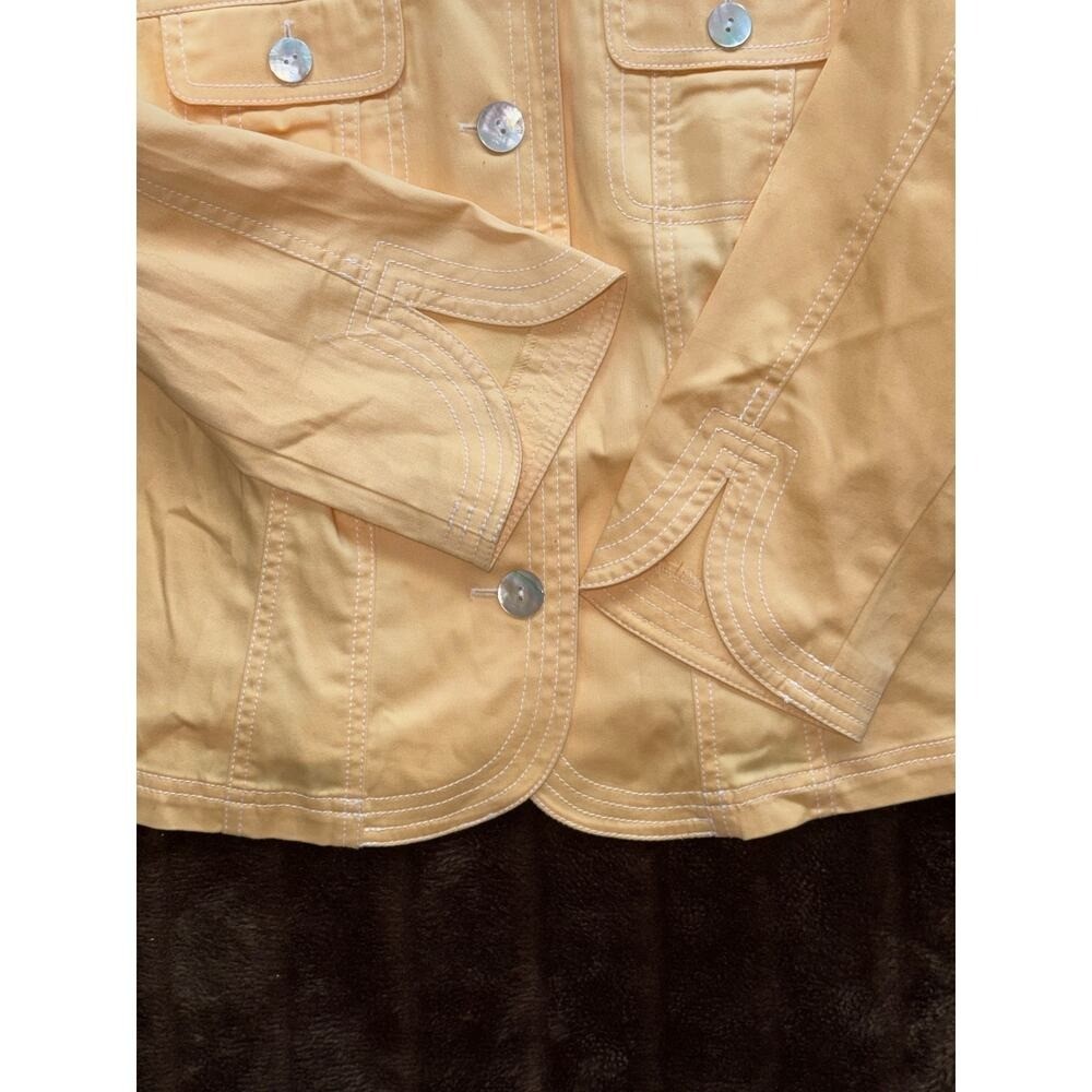 Ruby Rd. 6P Butter Yellow Stretch Cotton Short Jacket w MOP Buttons MINT!