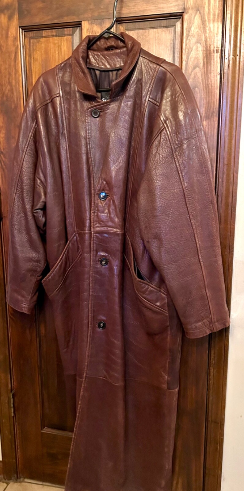 Women’s Long Brown Leather Midi Coat Vincent’s of Indiana Sz L