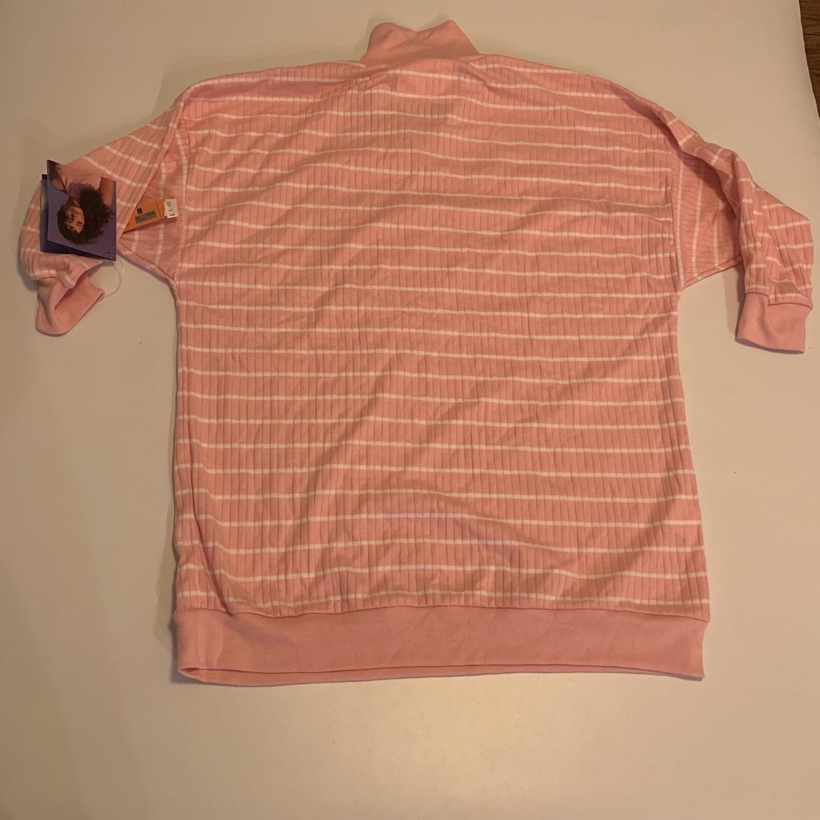 Vintage 80s Gitano Top Rugby Stripes Zip Neck Collar Shirt M NWT 1986 Body Talk