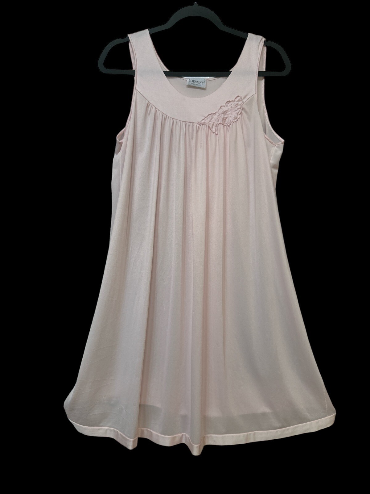 Vintage Lorraine Elegant Night Gown M Pink 100% Antron Nylon USA