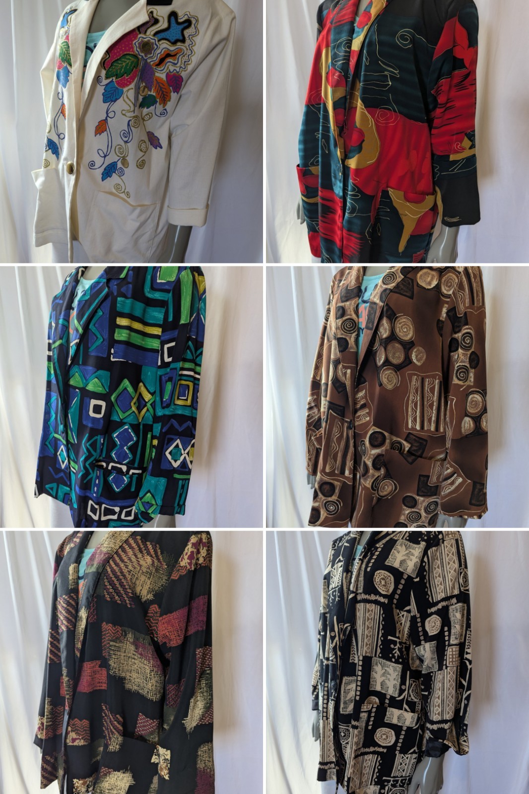 Lot Of 7 1980s Jackets Wild Prints Large Sizes L/XL/1X