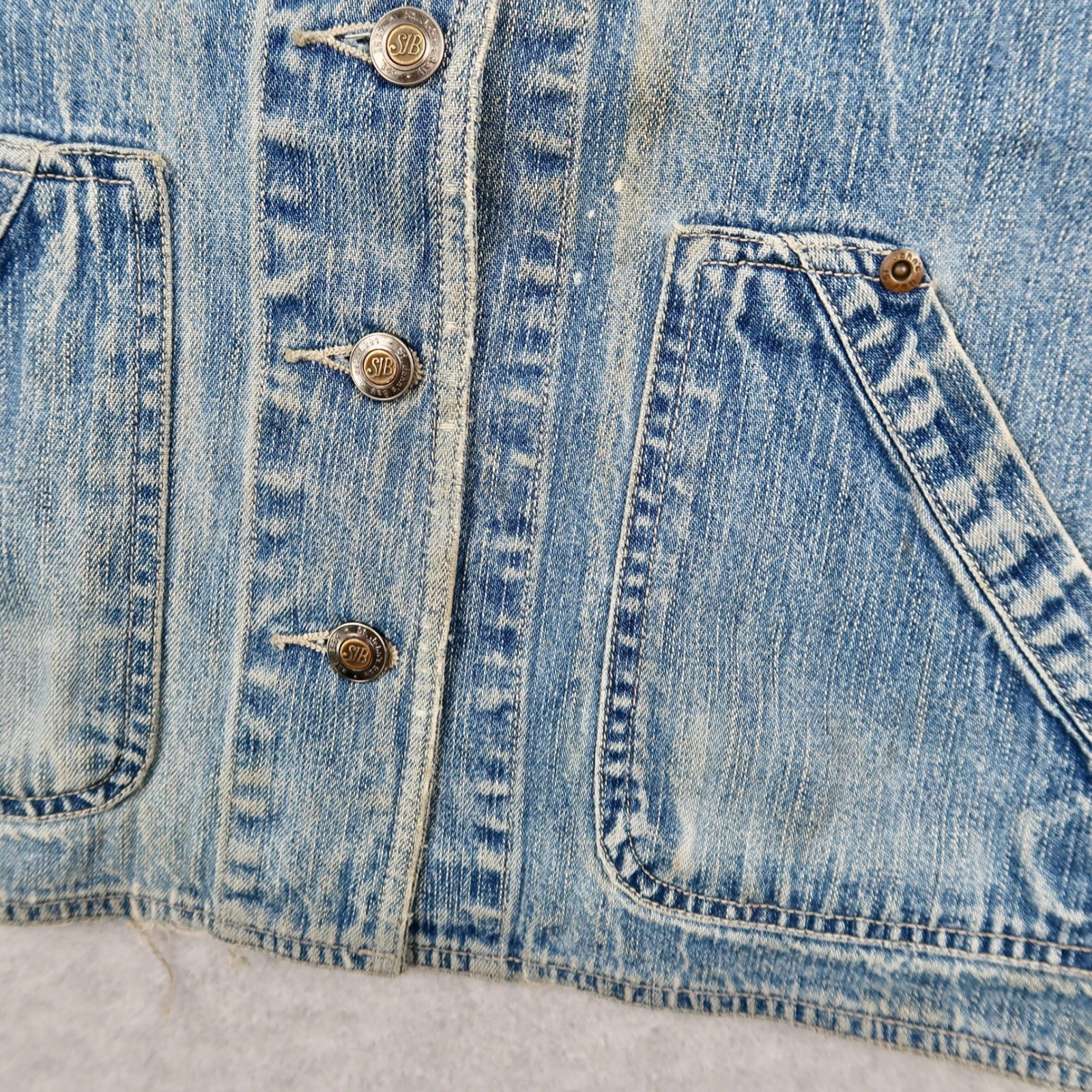 Vintage St Johns Bay Women M Medium Denim Vest Blue Cotton Button Front Workwear