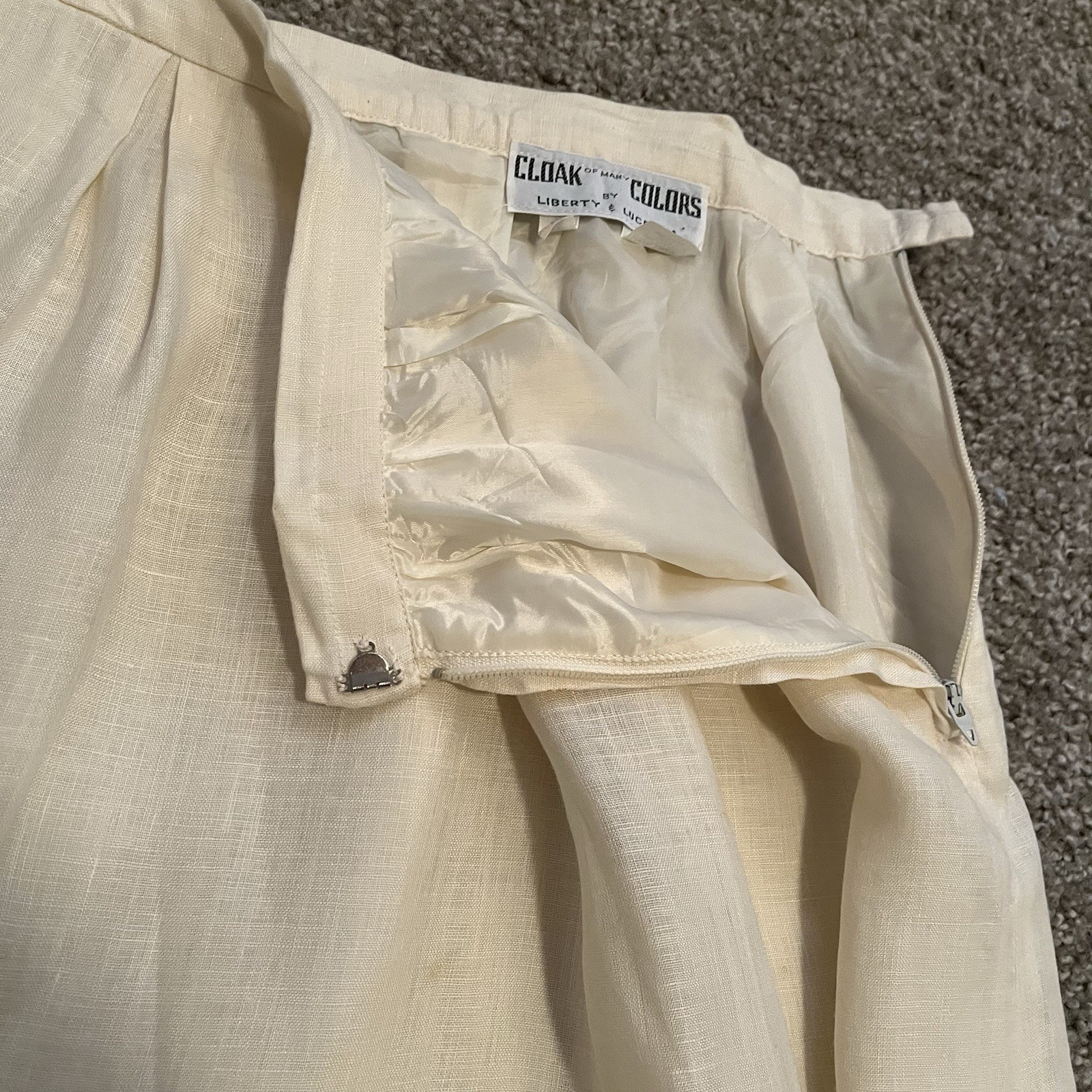 VTG Cloak of Many Colors Women’s 10 Linen Midi Skirt Set Ivory Crochet Victorian
