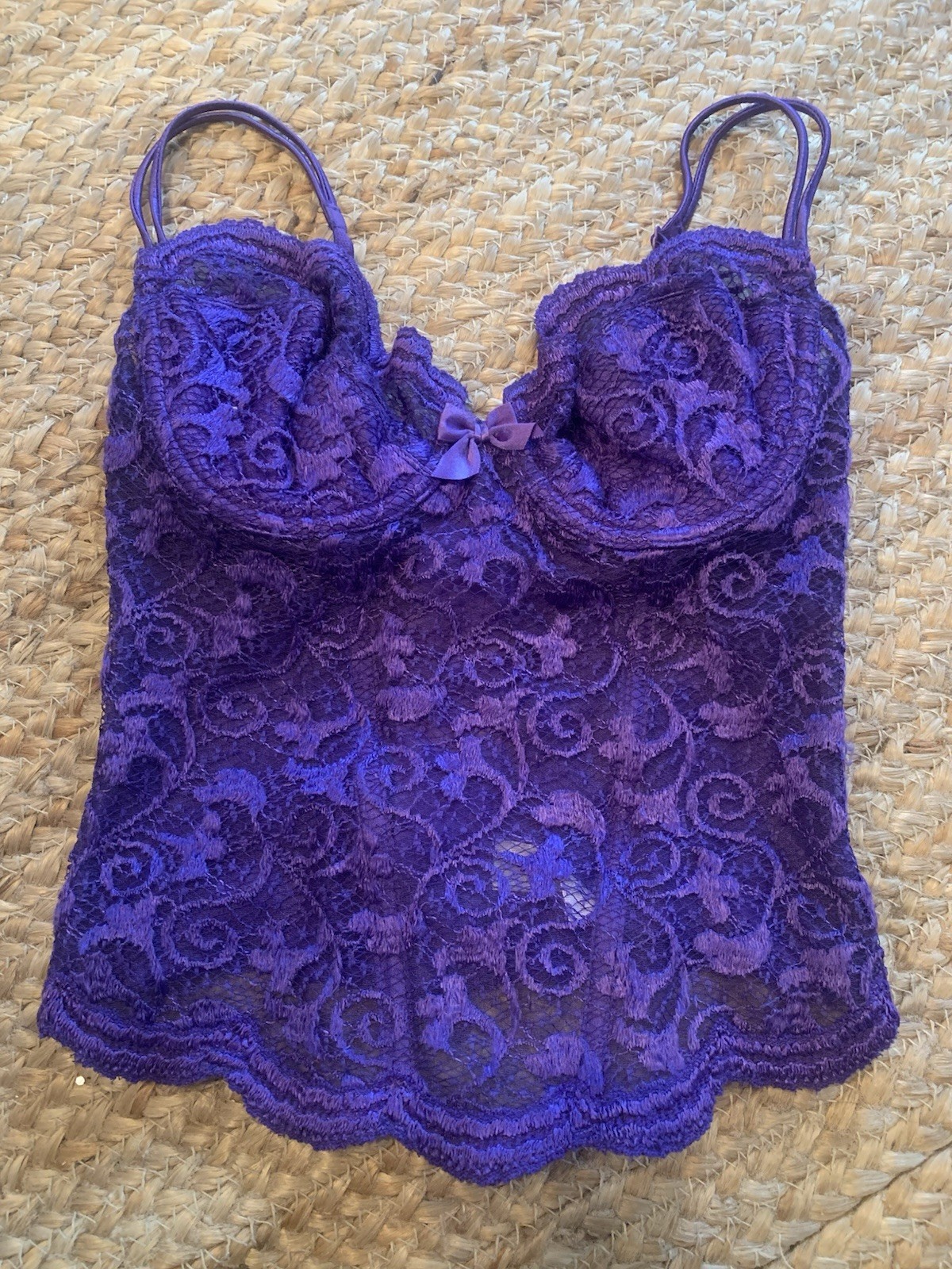 Vtg Gold Label Victoria’s Secret Satin Corset Bustier Lace Purple 9219 Size 34C