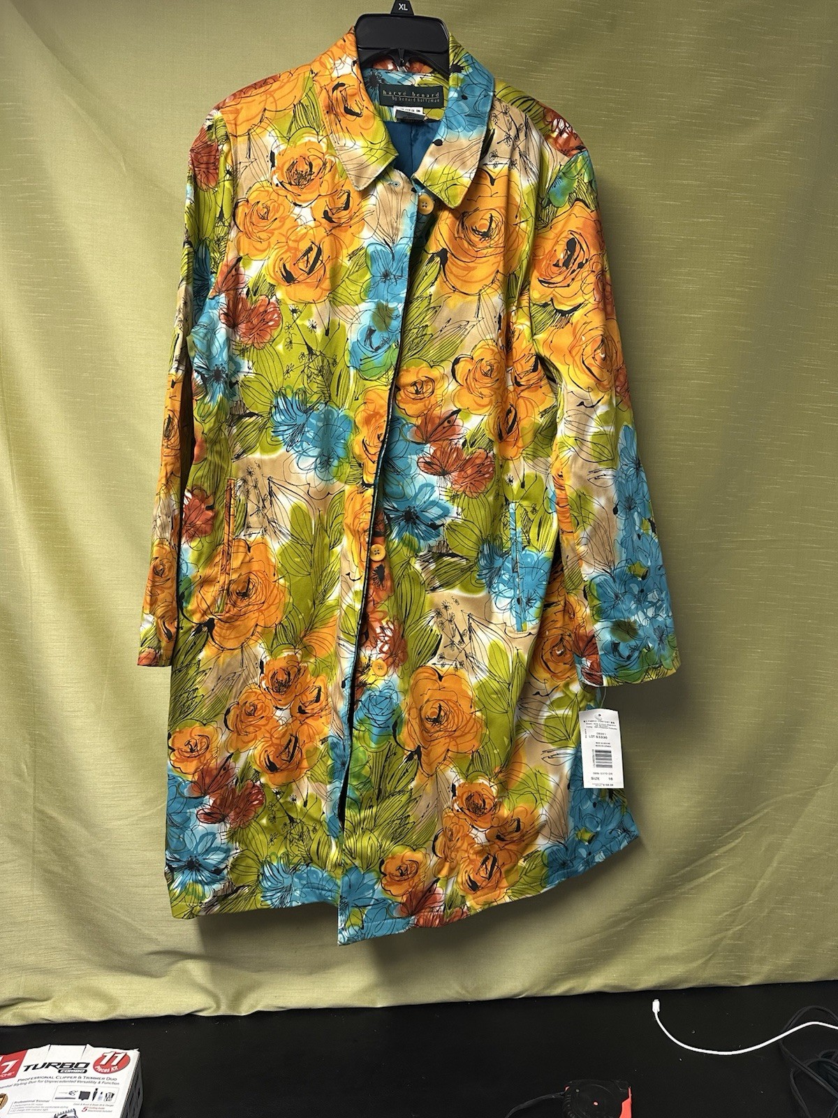 Harve’ Benard Coat Benard Holtzman Multi Color Trench Coat Talla 16 Vintage NWT