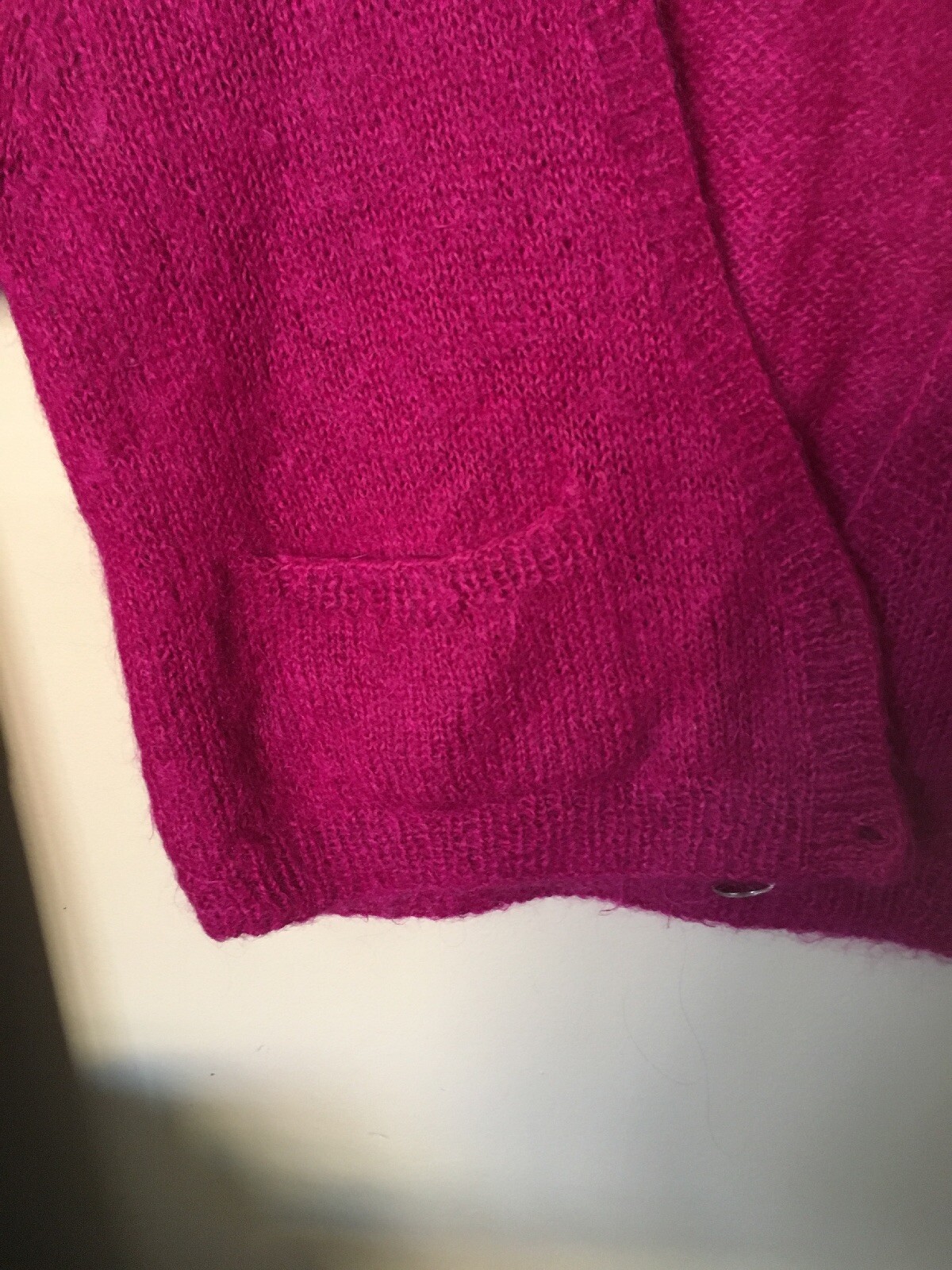 Vintage Jennifer Reed Large Hand Knitted Cardigan Fuchsia