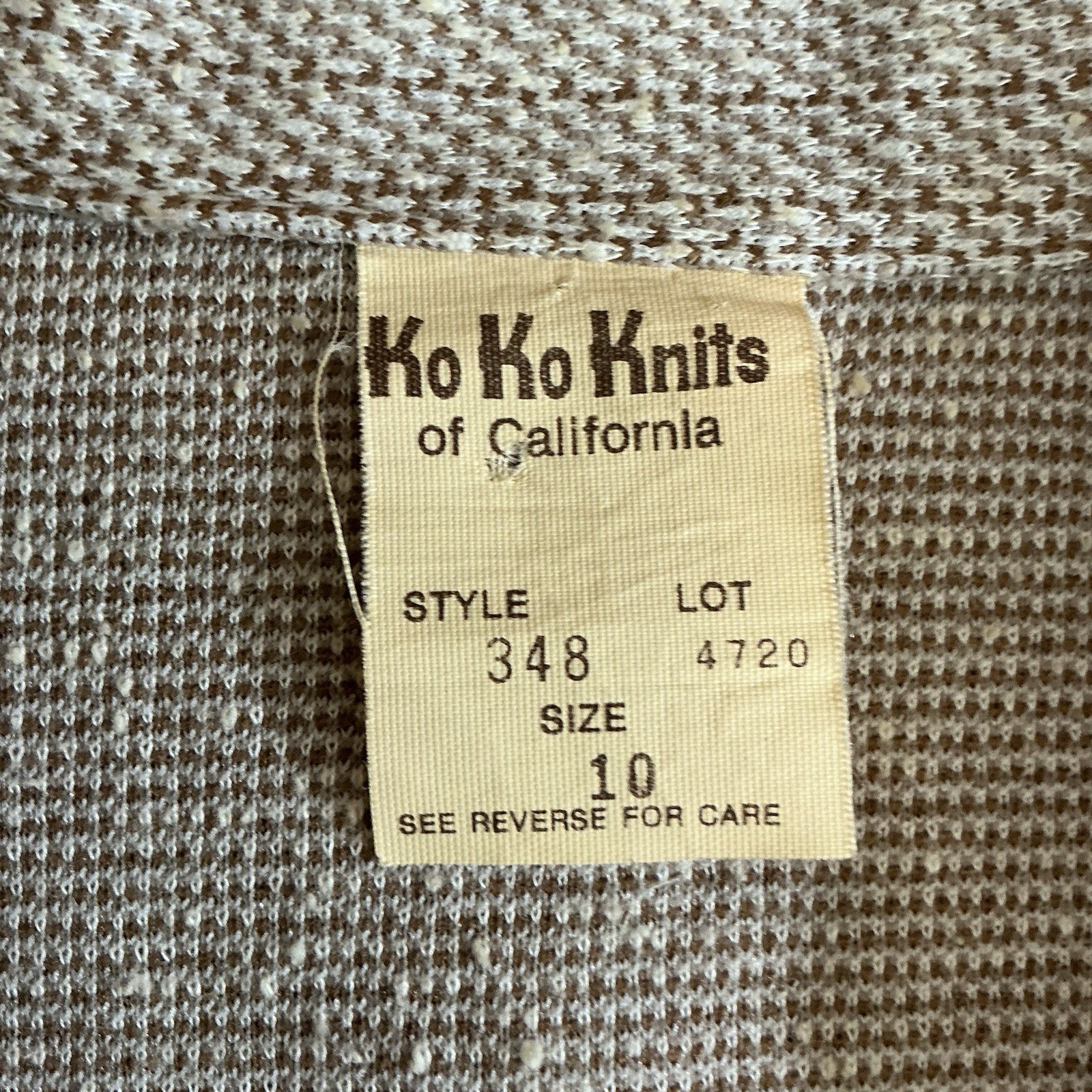 VINTAGE KoKoKnits California Pant Suit Womens 10 Tan Houndstooth USA Set #45C8