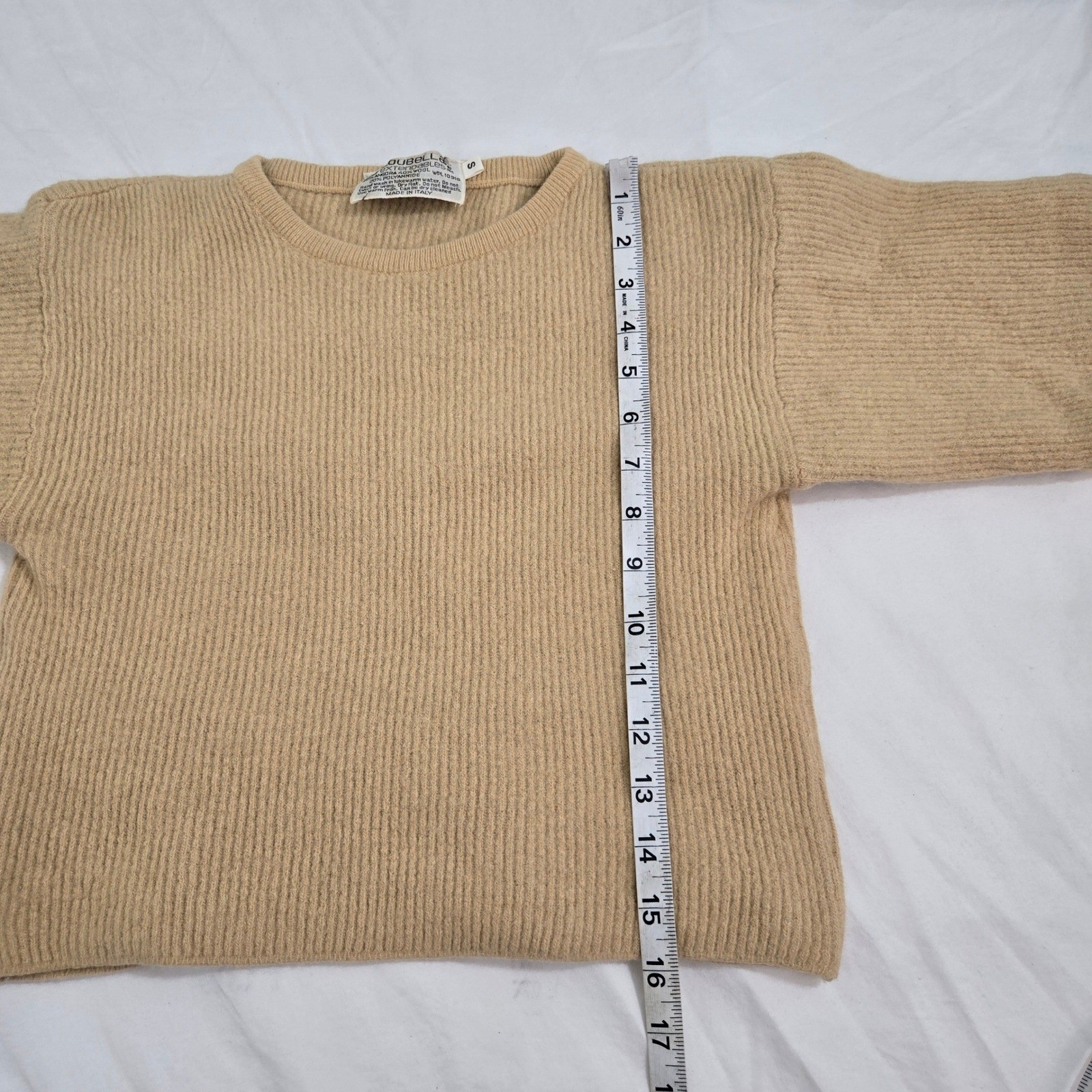 Vintage Loubella Made in Italy Angora Wool Blend Ribbed Sweater Short Sleeve S