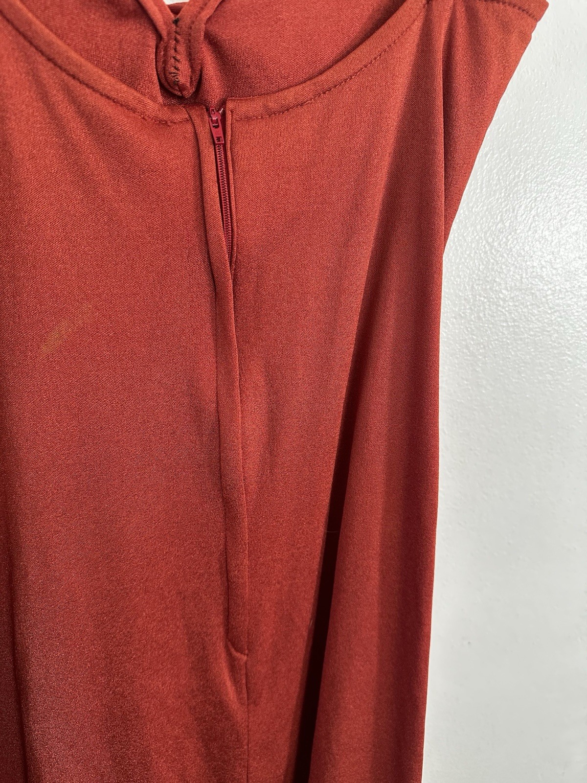 Vintage 70’s Joy Stevens California Rust Maxi Dress Disco Glam 11/12 (modern S)