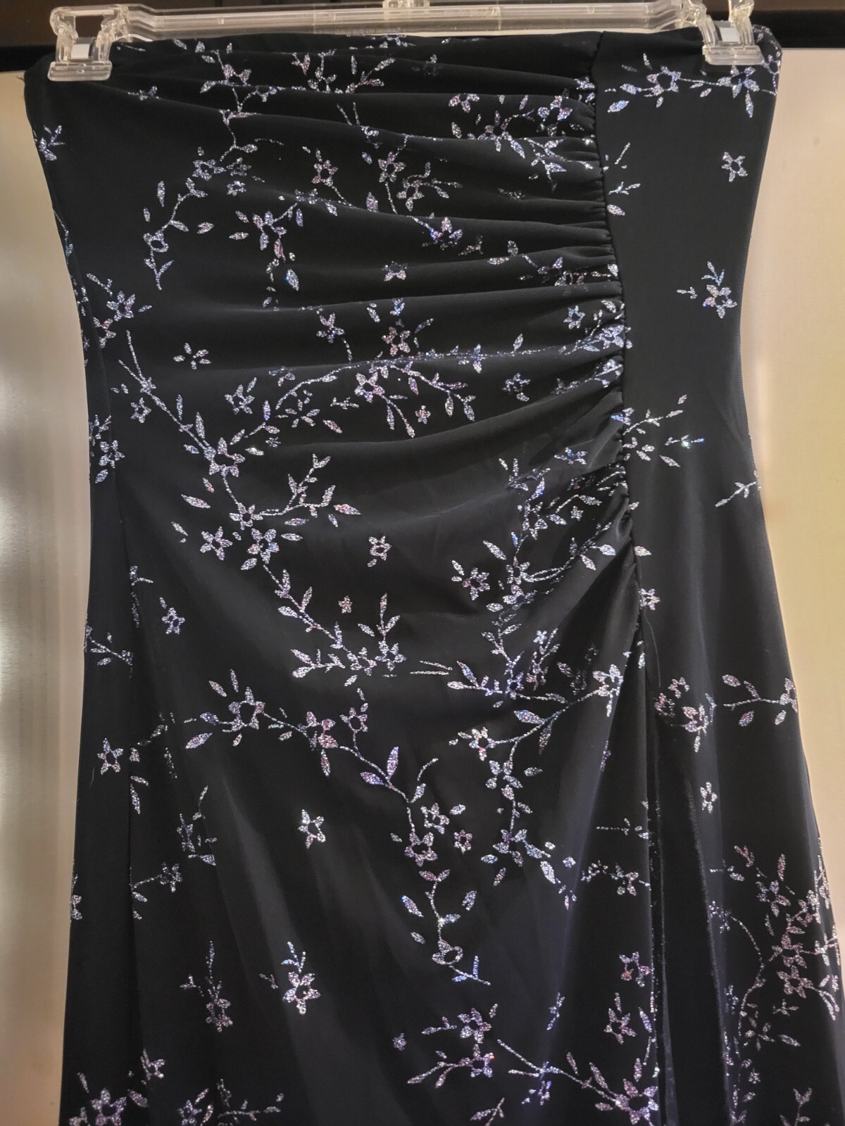 VTG 90s STRAPLESS NAVY DRESS Glitter SMALL Ruched NEW WITH TAGS + FREE SHIPPING!
