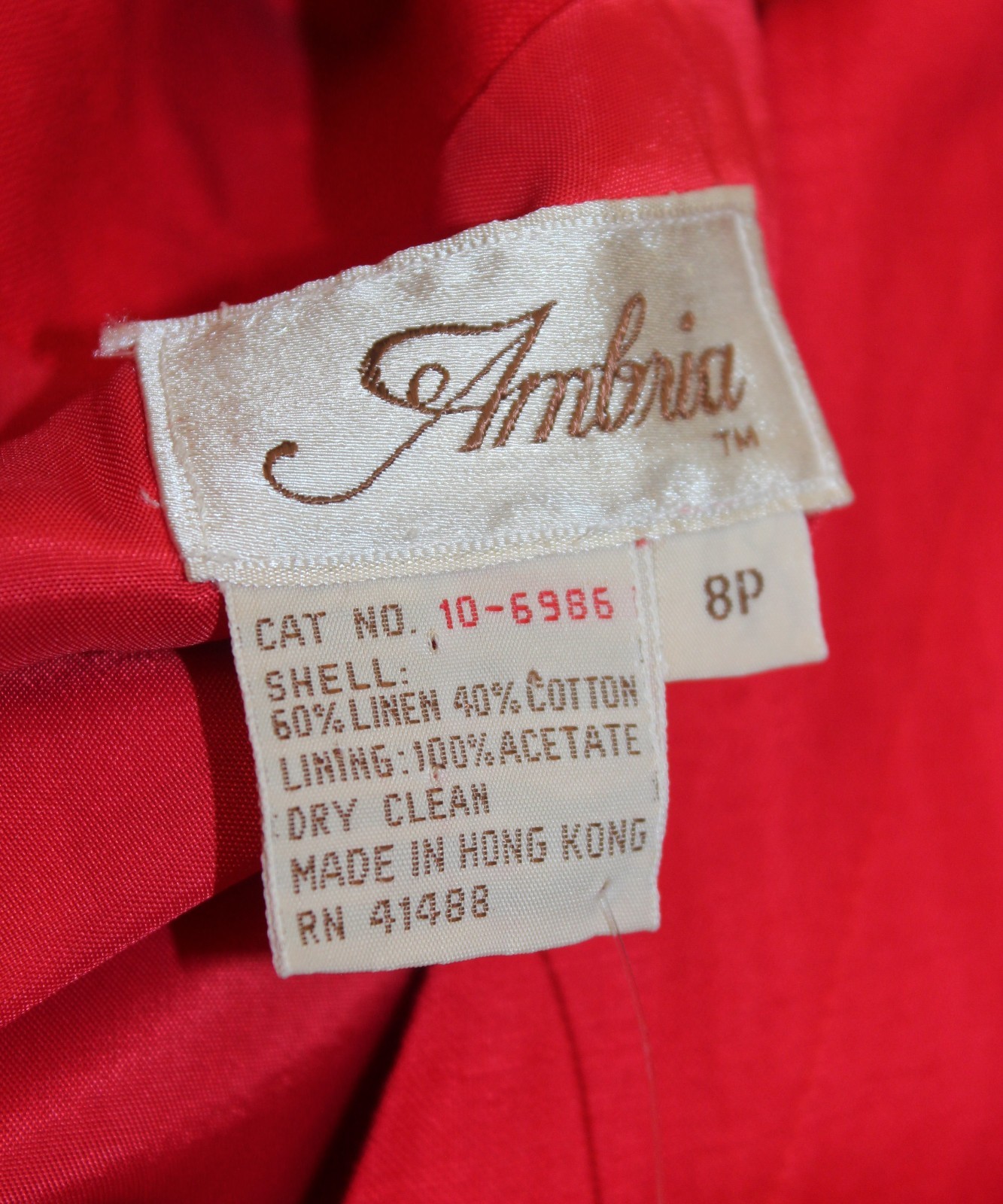 Ambria Vintage Red Button Front w Large White Buttons Dess Size 8P