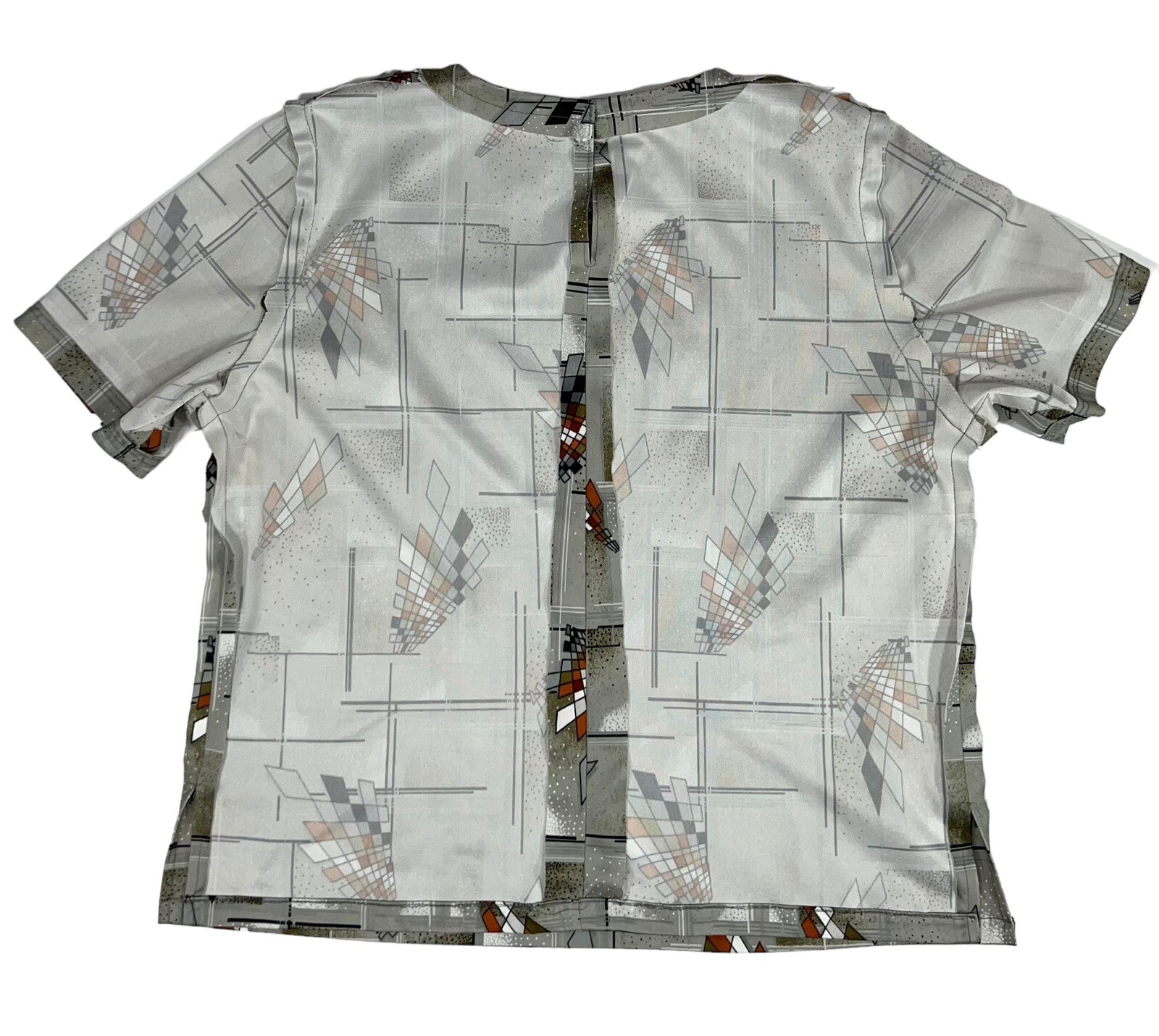 1970s POLYESTER DISCO SHIRT GEOMETRIC MOD OP ART RETRO VINTAGE GROOVY Women’s L