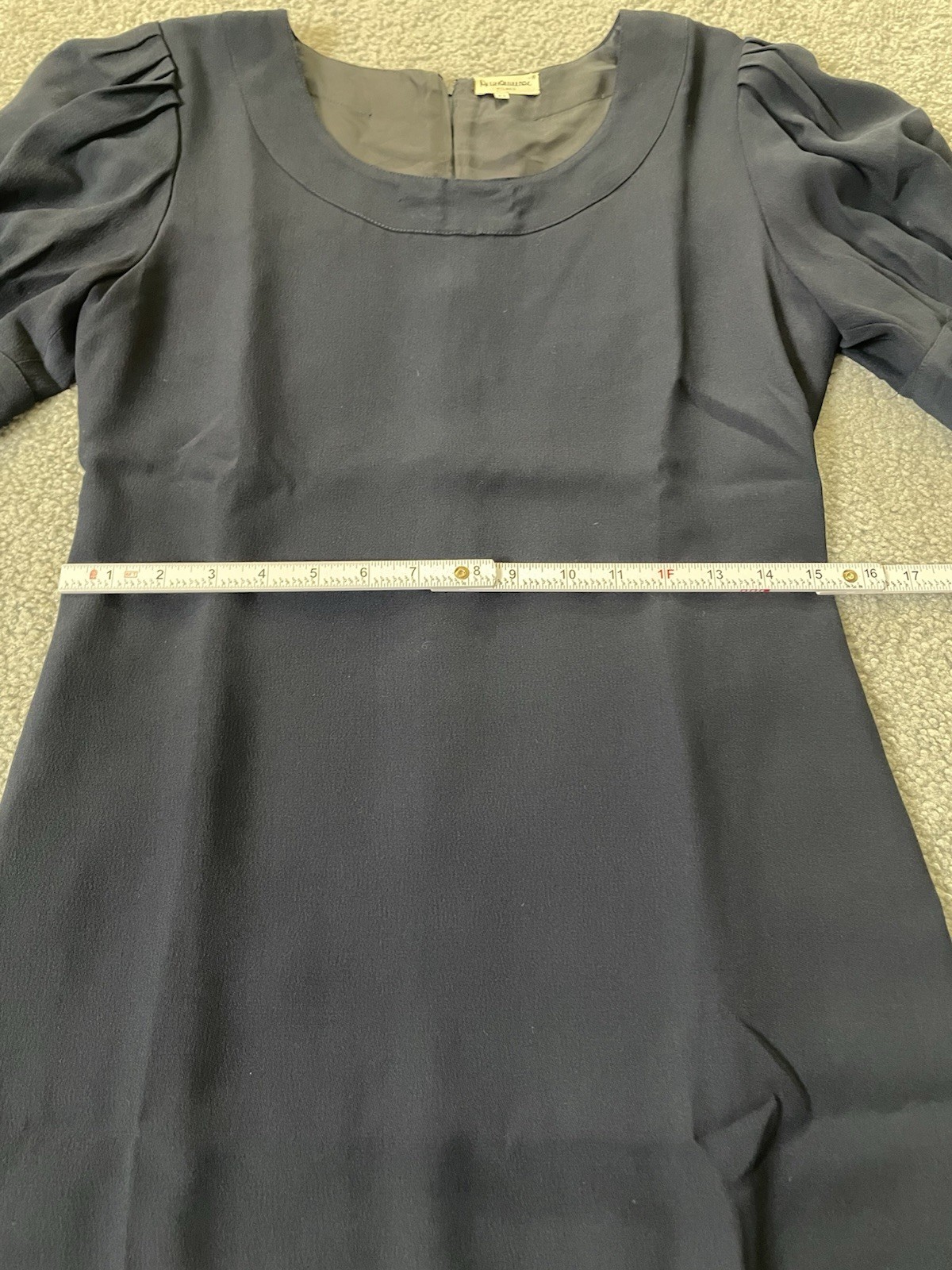 Vtg 80s Milano Navy Sheath Dress S/M Balloon Sleeve Classic Career Made In Italy