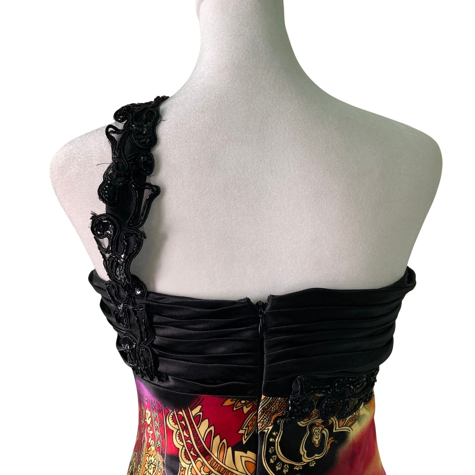 Taboo Psychedelic Maxi Dress Sequin Babydoll Vibrant Boho Retro Y2K (Size 9/10)