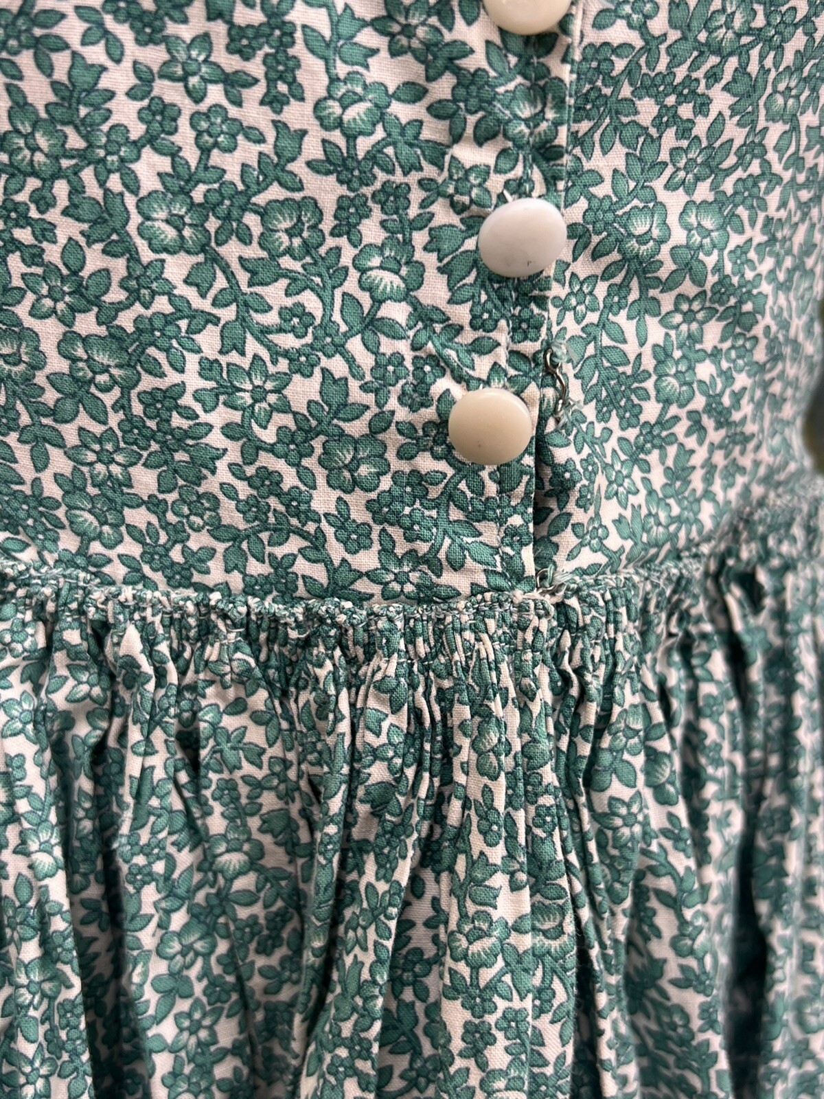 Vintage Cotton ditzy Print Maxi Dress 1970s does 1900s Pioneer Wear Long Sleeve