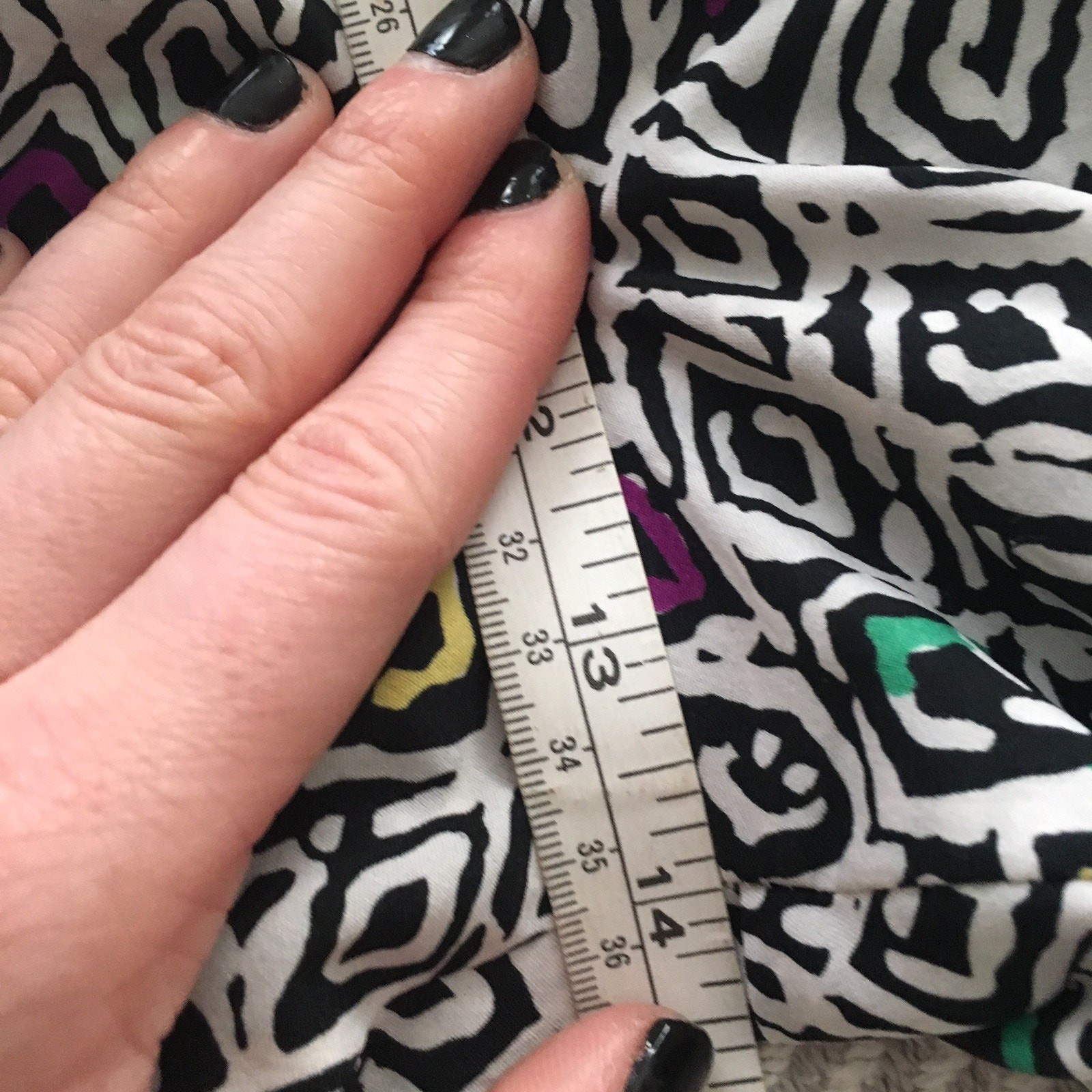 New Wave Pants Black White Wild Print Hi Waist Picket and Post Small 80s Vintage