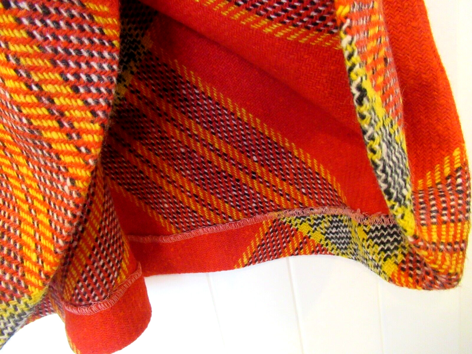 Charlie’s Girls by Erika Elias red, yellow, orange plaid skirt, c. 1960s, sz. S