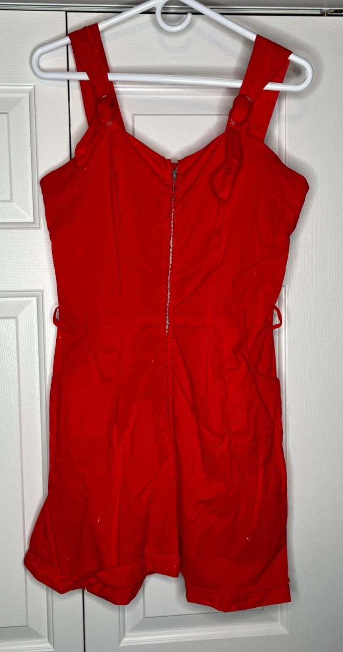 VTG 1950s 1960s 1970s Size 18 Red Romper Adjustable Straps AS IS