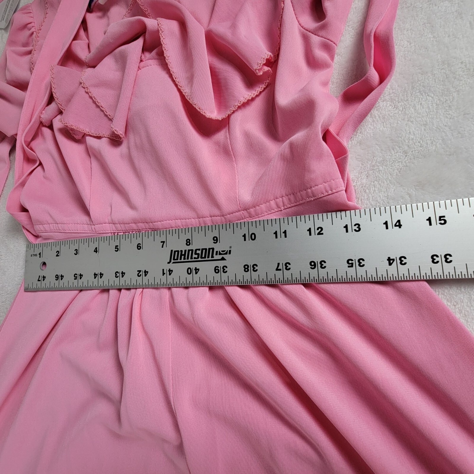 Vintage Kristie Lou Juniors Long-Sleeve Ruffled Maxi Dress Pink Empire Waist
