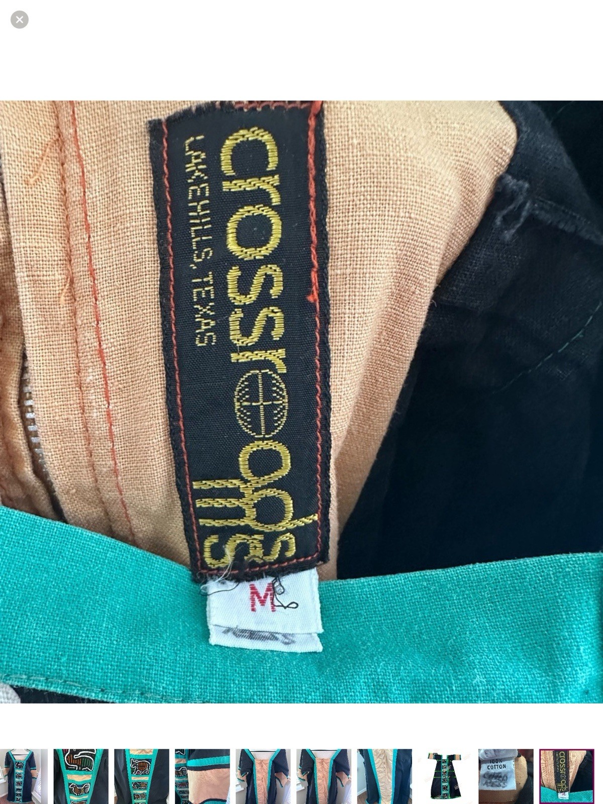 Vtg Crossroads MS Lakehills, TX Panama Mola Hand Applique Navajo Dress Medium