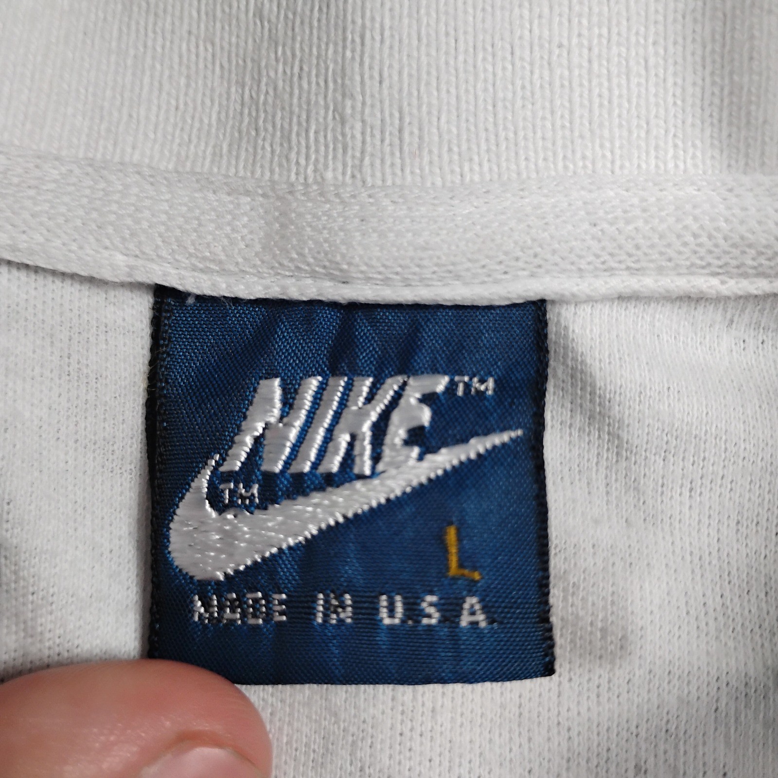 Vintage Nike Polo Shirt Women Large White Pink Striped Short Puff Sleeve 80s USA