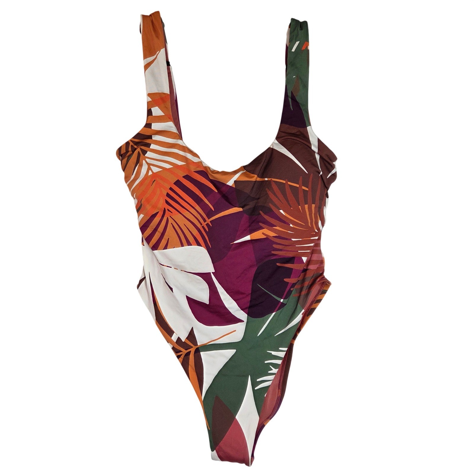 Vitamin A One Piece Swimsuit Medium Tropical Palm Print Scoop Back NWOT