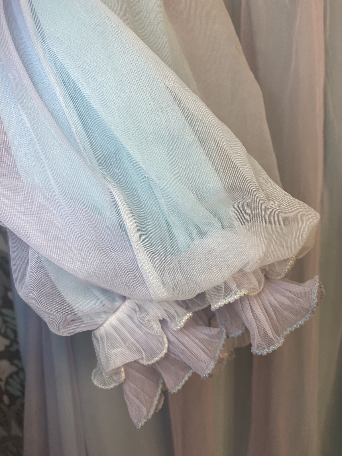 Vintage Cheoette 2 tone 2 layer Chiffon Peignoir Robe Med Blue & Purple