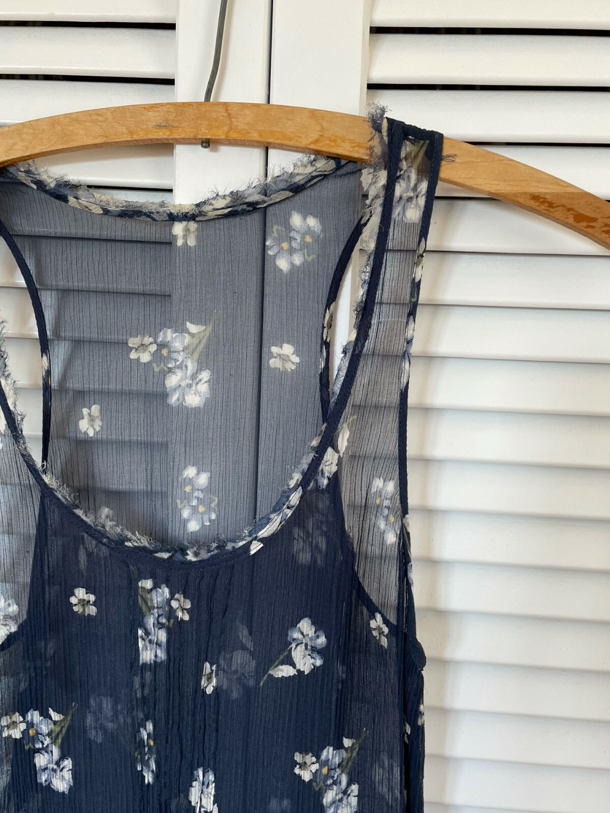 Vintage Sheer Blue Floral Summer Dress/Cover-Up