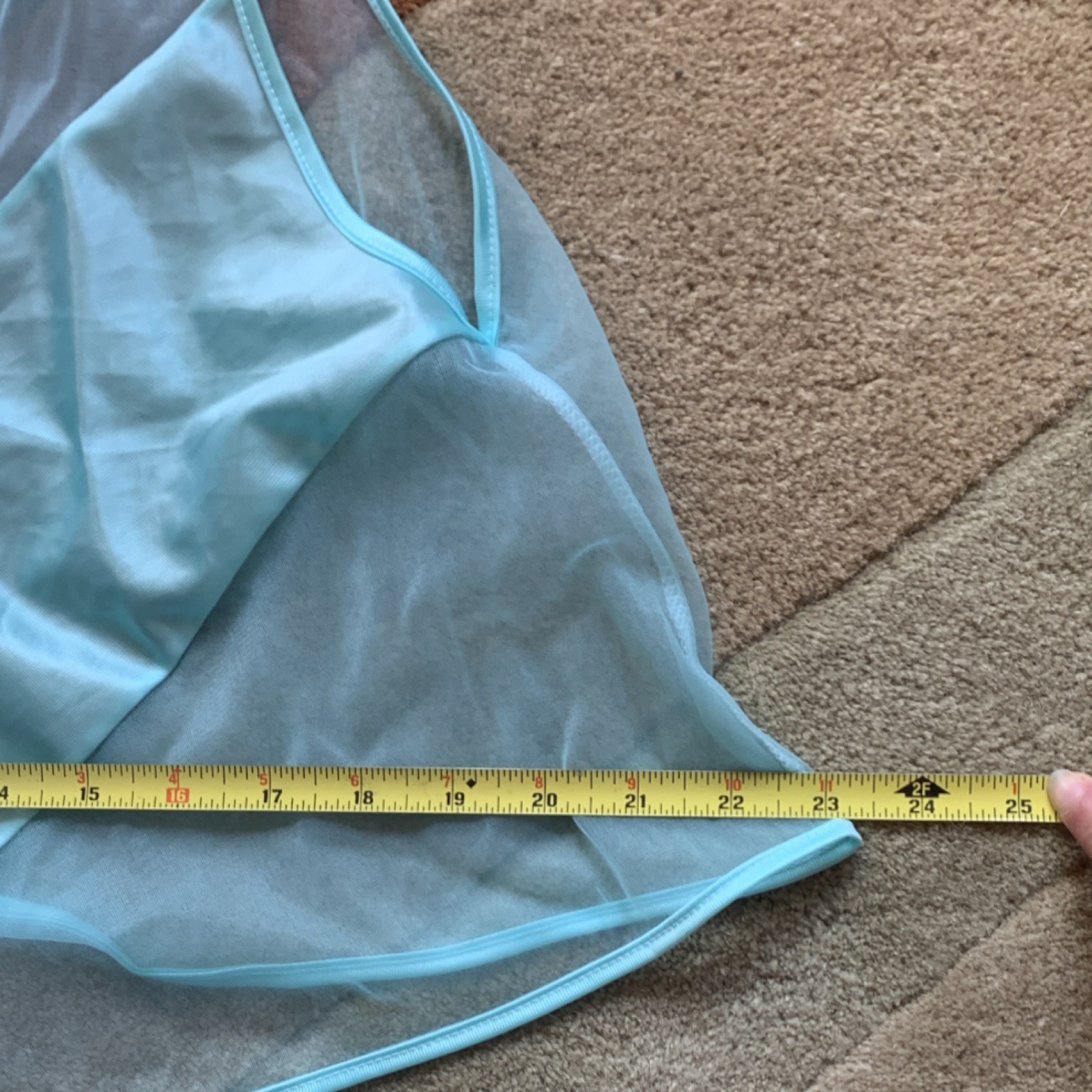 Vintage Corinna Fashions 2-Piece Blue Nylon Lingerie pajama Set, Size S