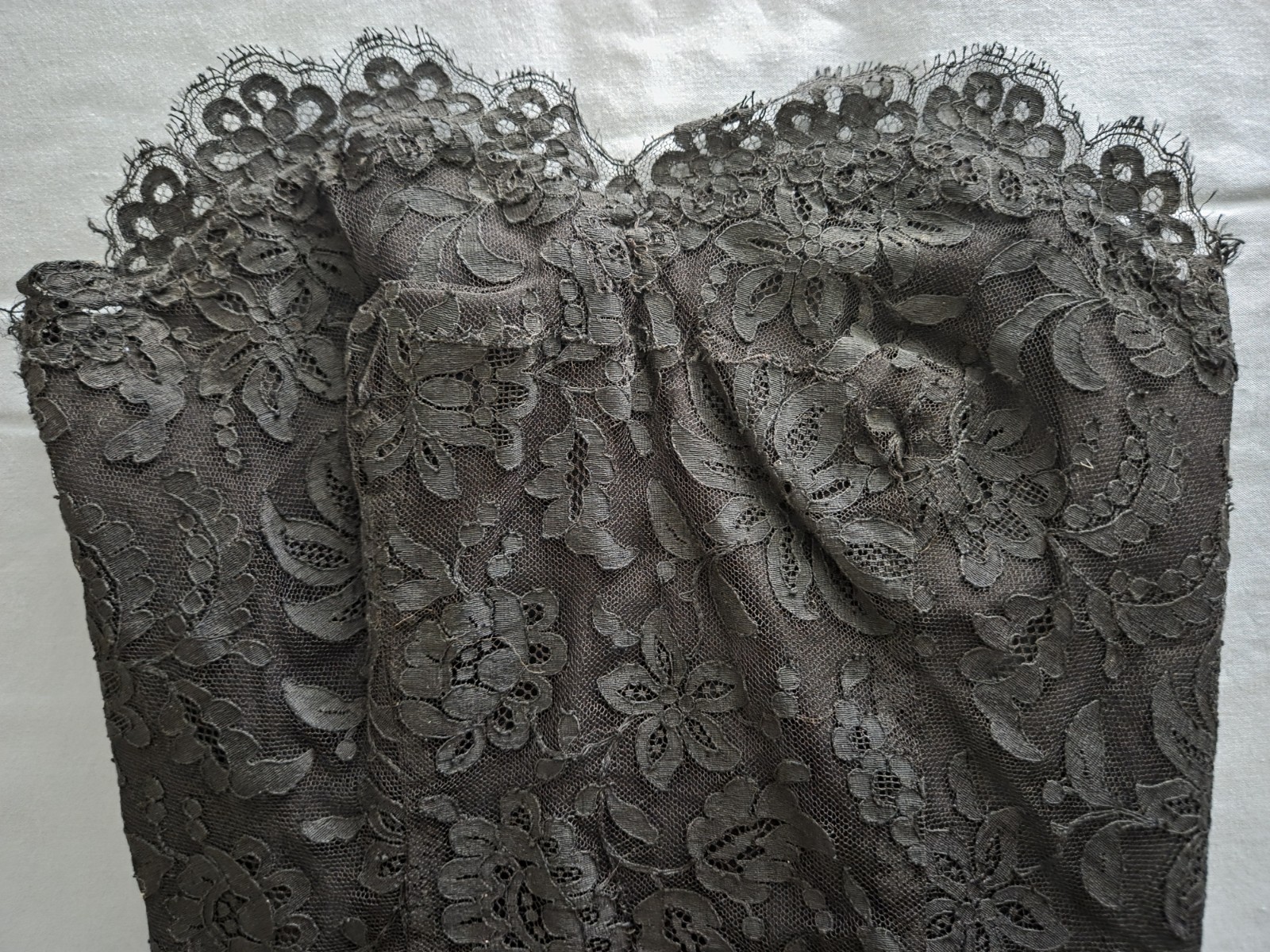 Vintage Edward Abbott Wilson Folmar Black Lace Strapless Dress, Elegant Cocktail