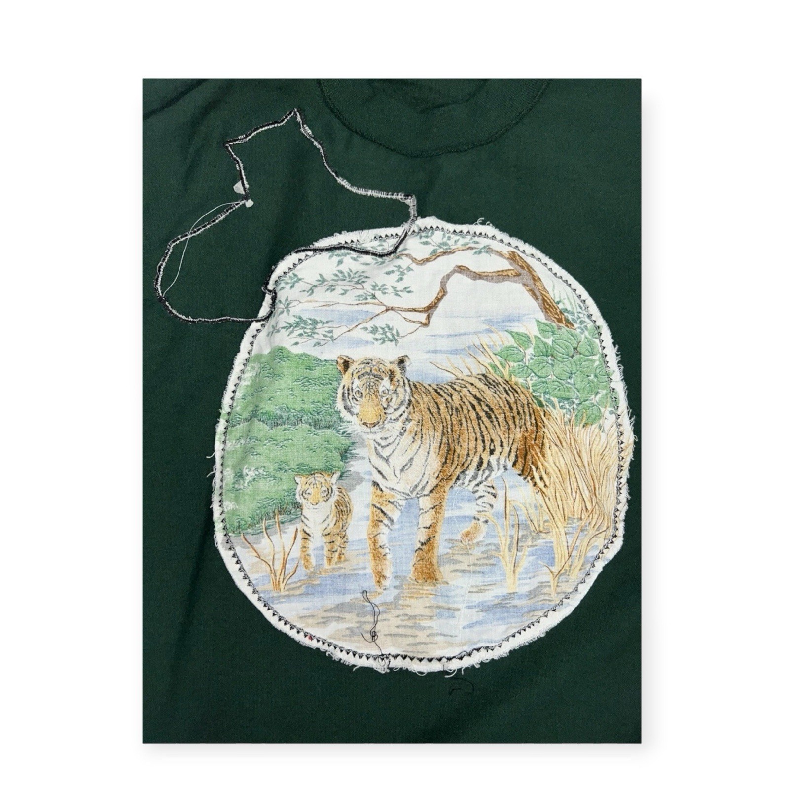 VINTAGE NEW WAVE TIGER WILD CAT PATCH T-SHIRT JUNGLE TIKI PUNK ROCK MAXIMALIST