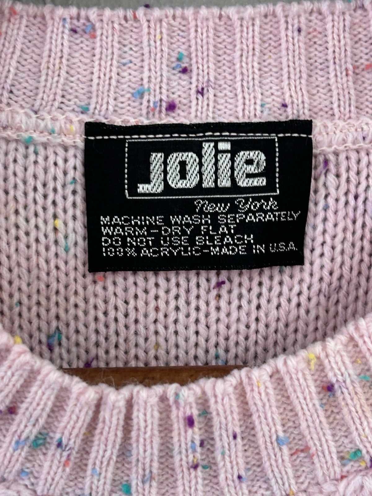 Jolie Vintage 80s Pretty In Pink Acrylic Made USA Short Sleeve Sweater Women’s M