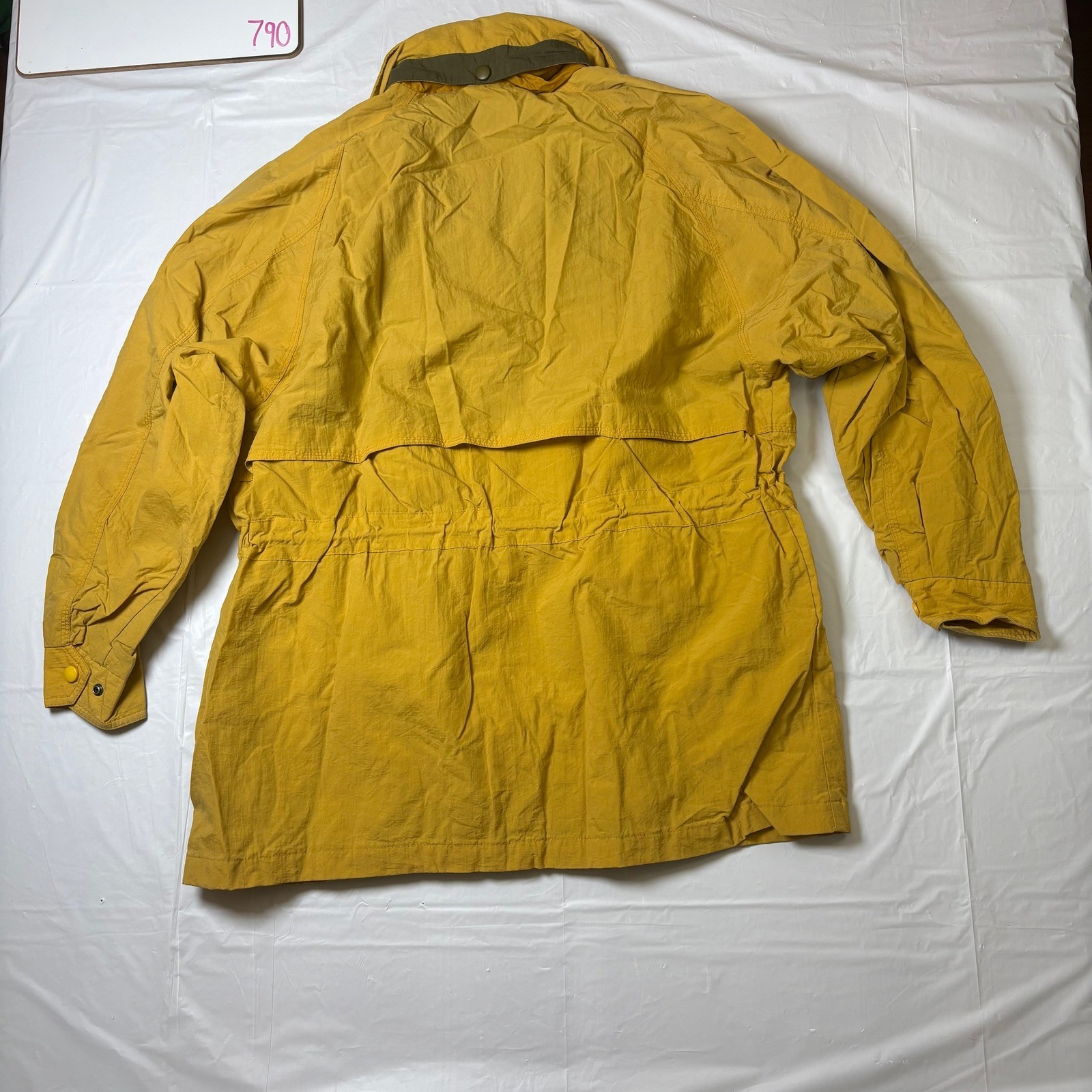 Vintage American Eagle Mustard Yellow Nylon Field Jacket Stowaway Hood Womens M