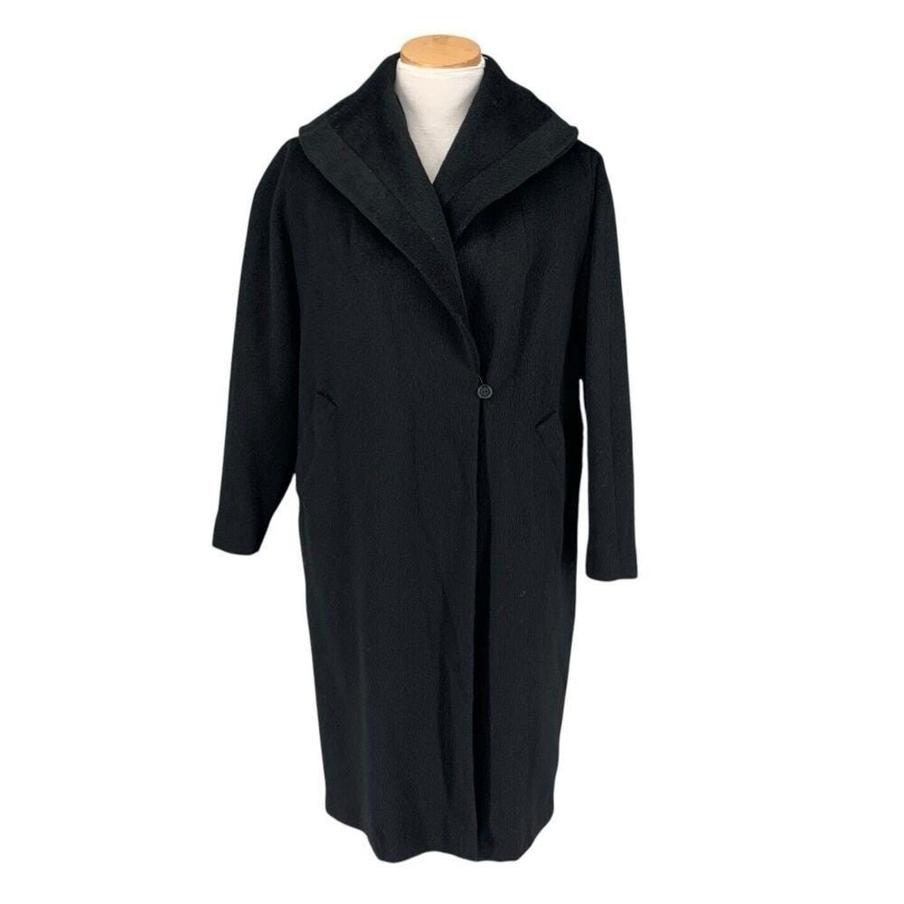 Vintage 40’s Worumbo Woolen Midi Coat Womens XL Wrap Black Back Button Luxury