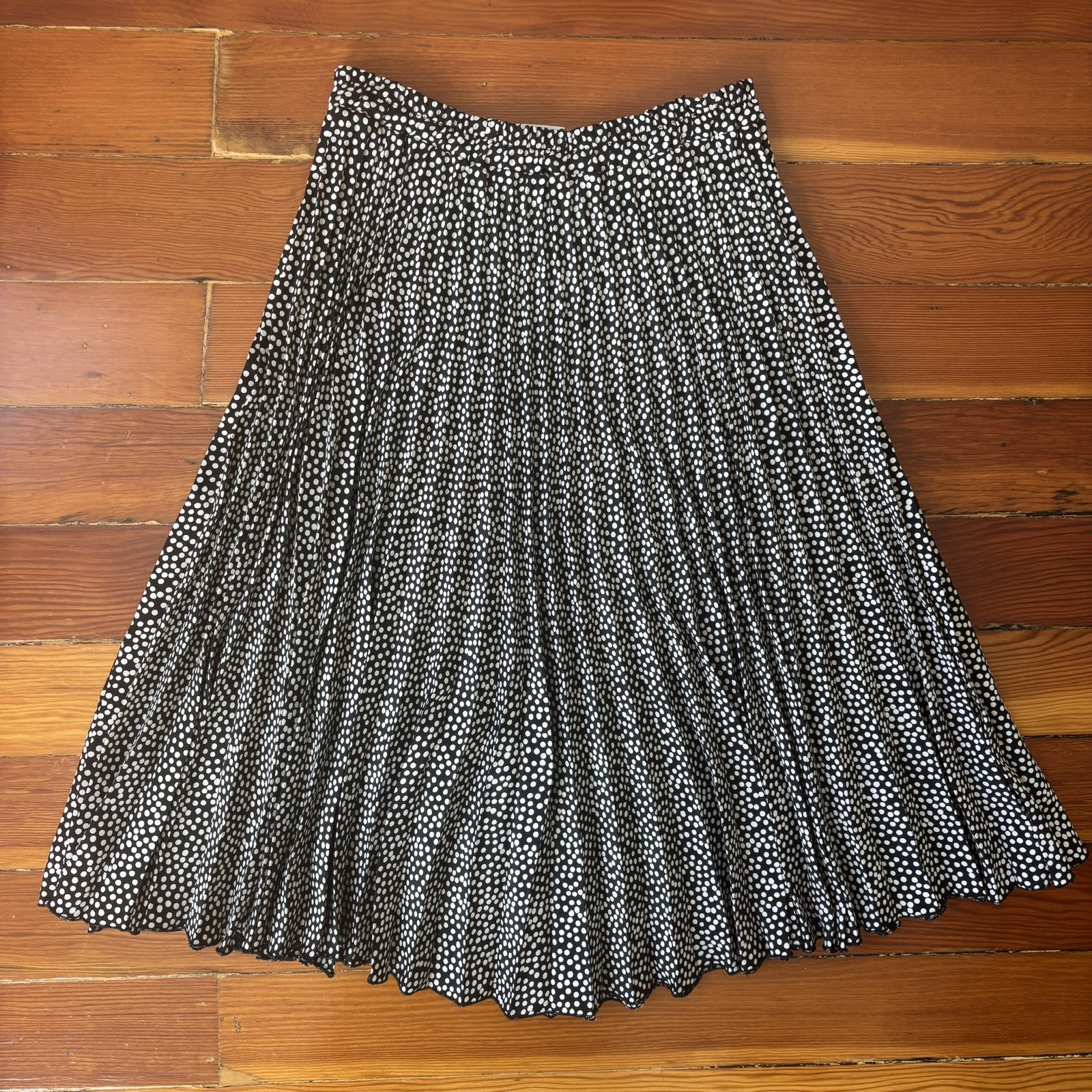 Pleats Pleated 80s Vintage Polka Dot Midi Skirt by Signe Incognito MEDIUM