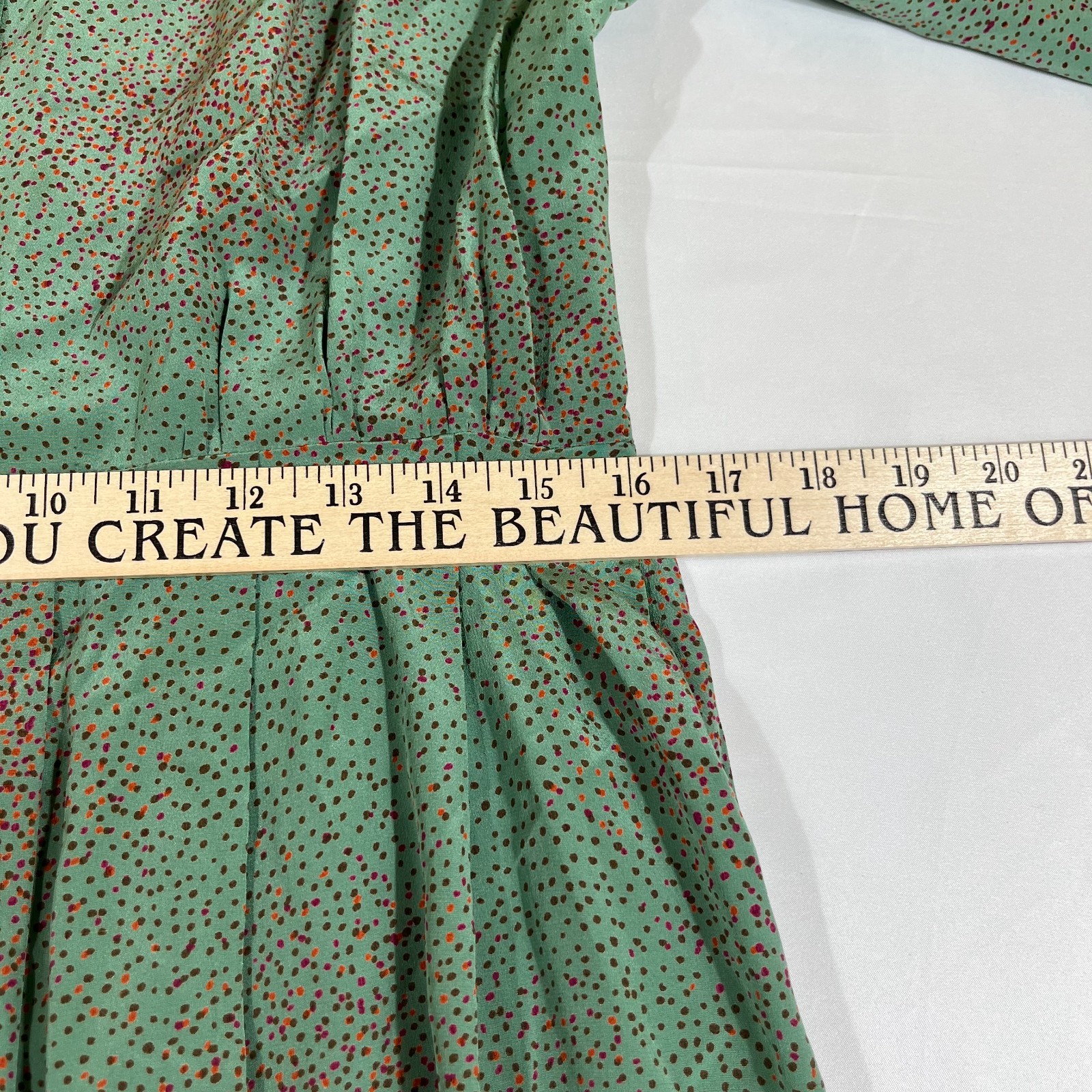 Vintage 70s Italian Como Silk Midi Dress Teal Whimsygoth Abstract Print Size L